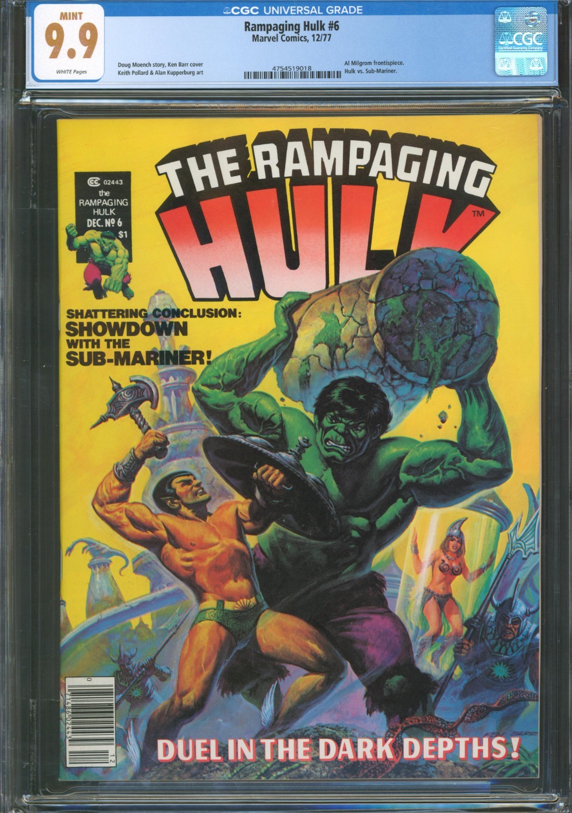 Rampaging Hulk #6 CGC 9.9 Marvel Comics 1977 Hulk vs. Sub-Mariner Highest Graded