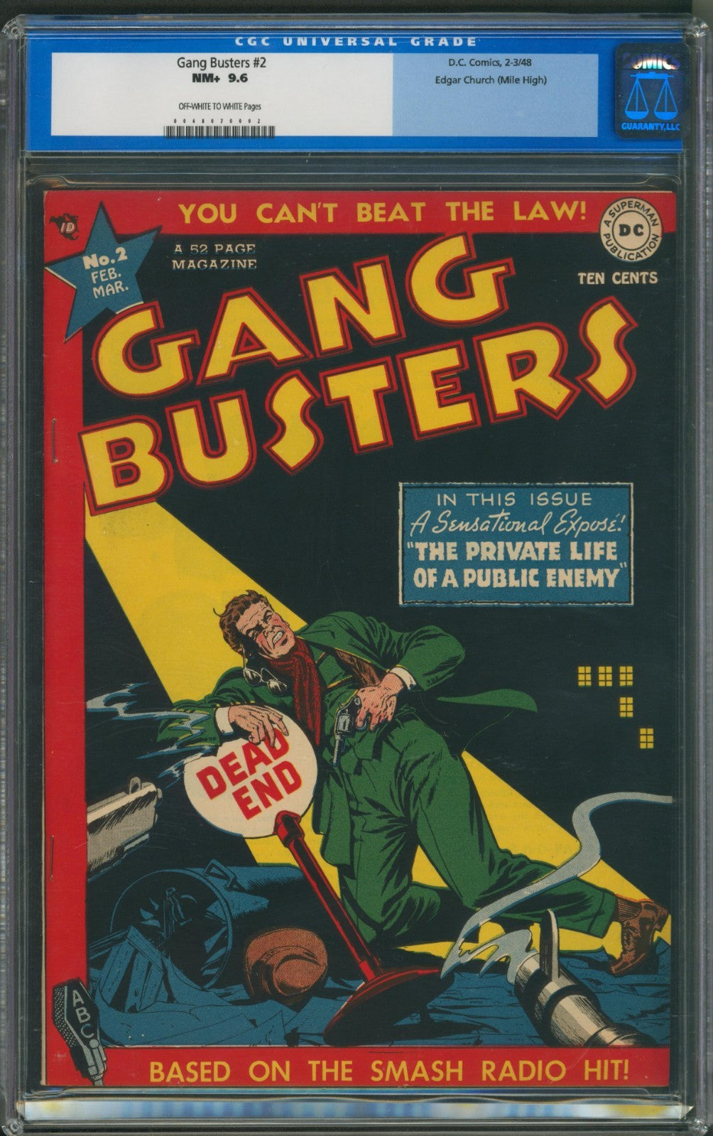 Gang Busters #2 CGC 9.6 D.C. Comics 1948 Edgar Church Mile High Pedigree