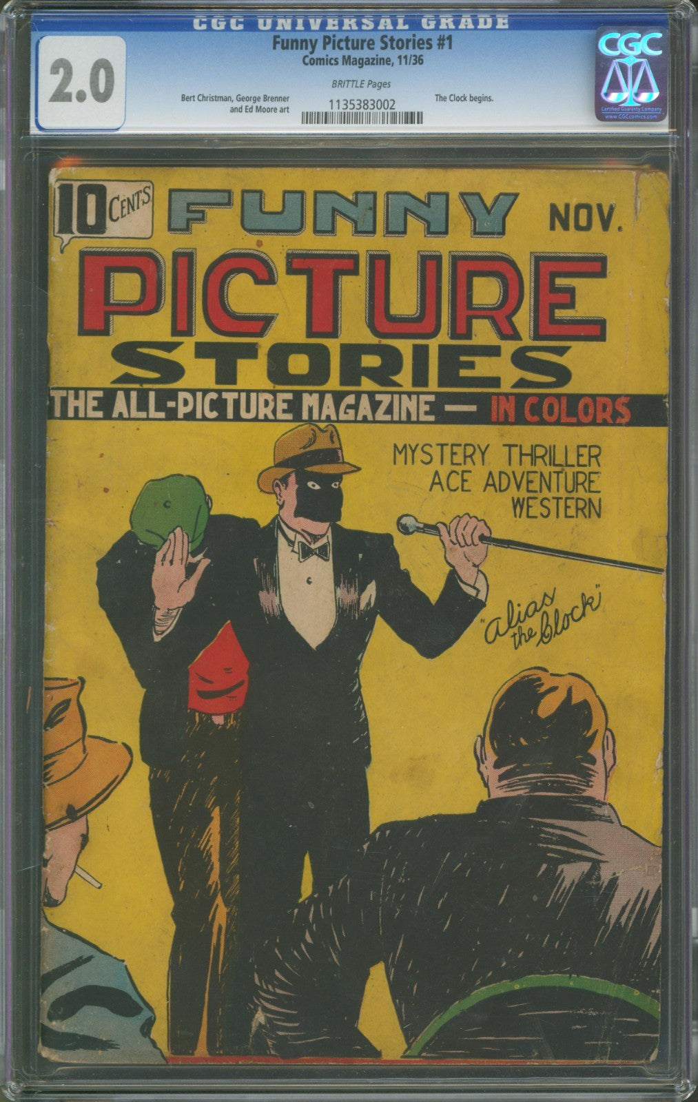 Funny Picture Stories #1 CGC 2.0 Comics Magazine 1936 Brittle Pages Clock Begins