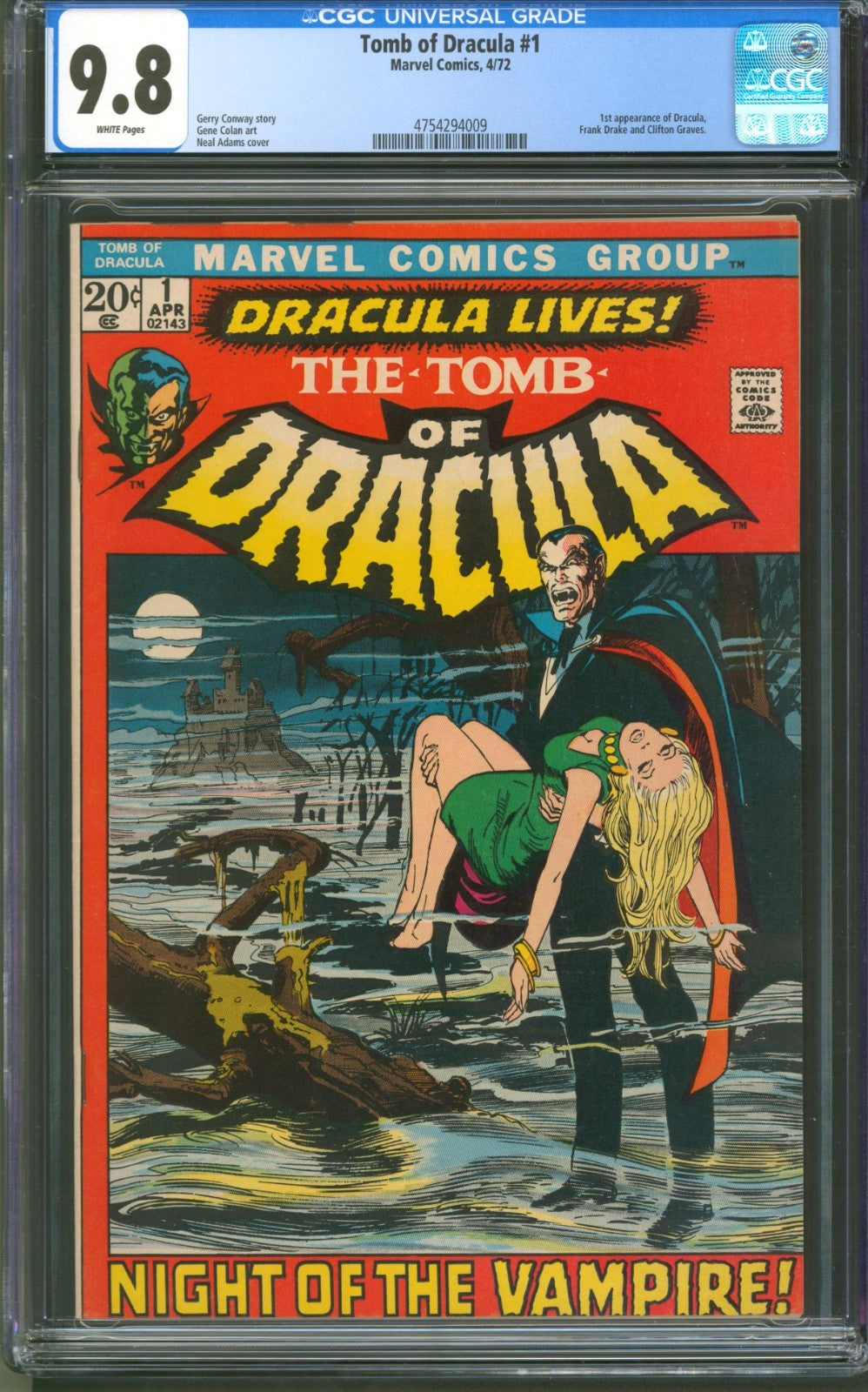 Tomb of Dracula #1 CGC 9.8 Marvel Comics 1972 WP 1st Appearance of Dracula