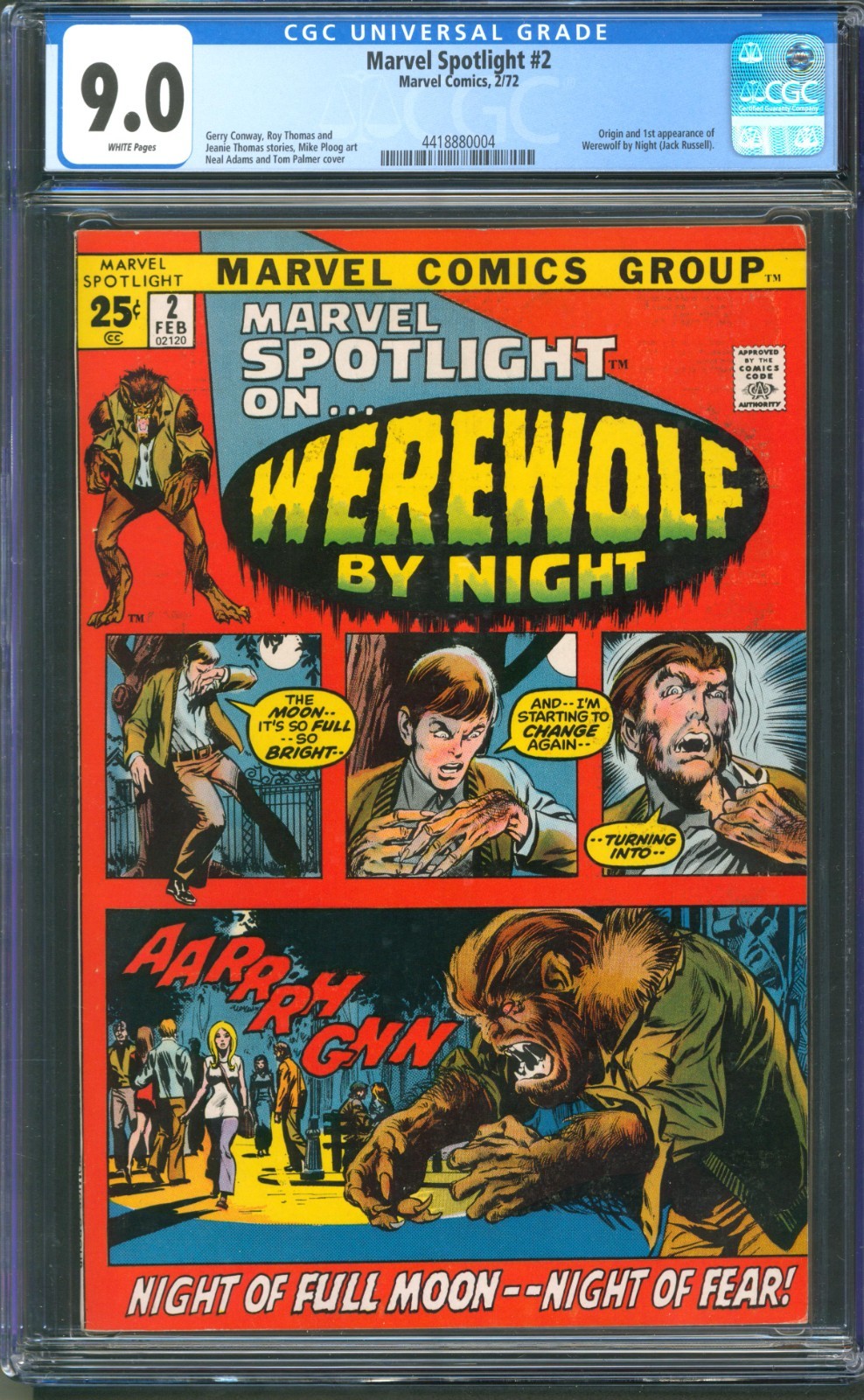 Marvel Spotlight #2 CGC 9.0 Marvel Comics 1972 1st Appearance Werewolf by Night
