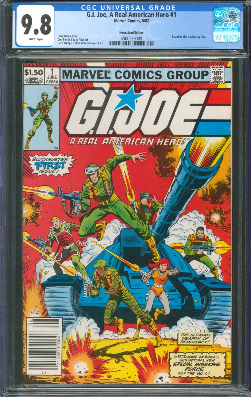 G.I. Joe, A Real American Hero #1 CGC 9.8 Marvel Comics 1982 Newsstand
