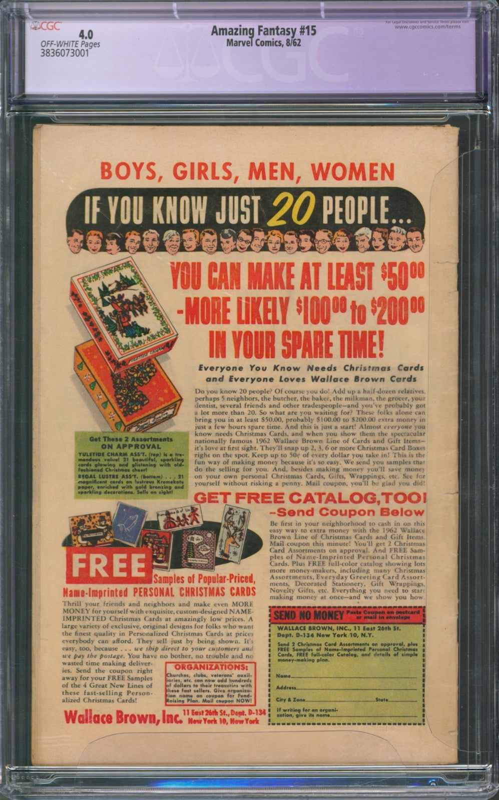 Amazing Fantasy #15 CGC 4.0 Marvel Comics 1962 Restored 1st App of Spider-Man