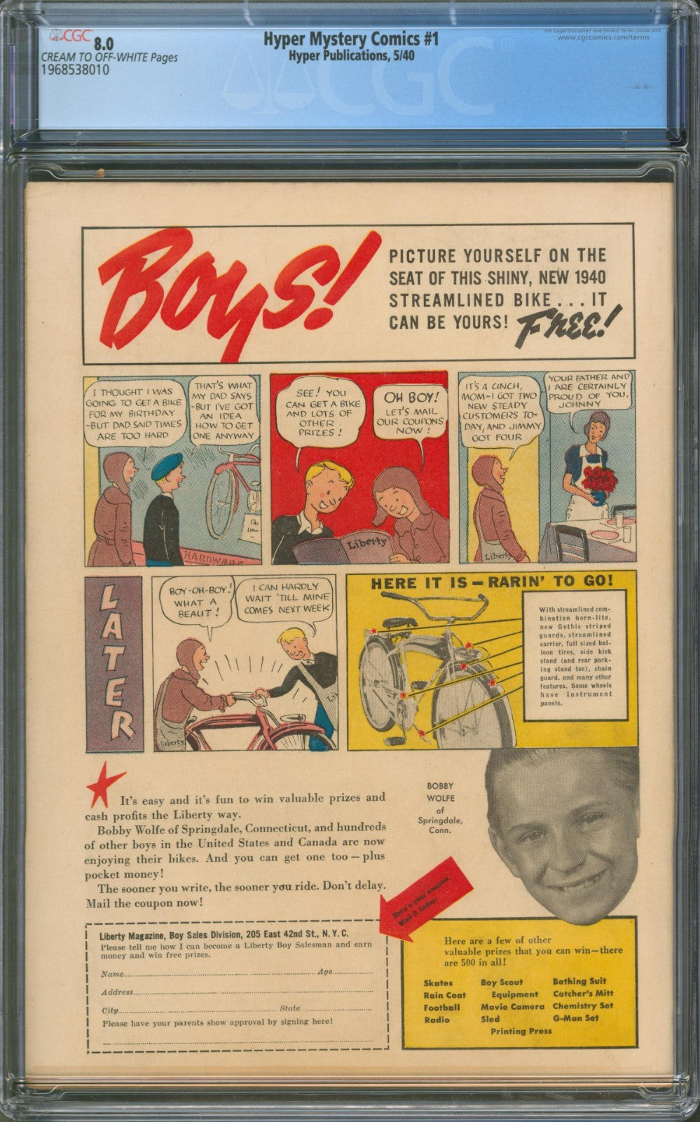Hyper Mystery Comics #1 CGC 8.0 Hyper Publications 1940 Only 2 Higher Graded