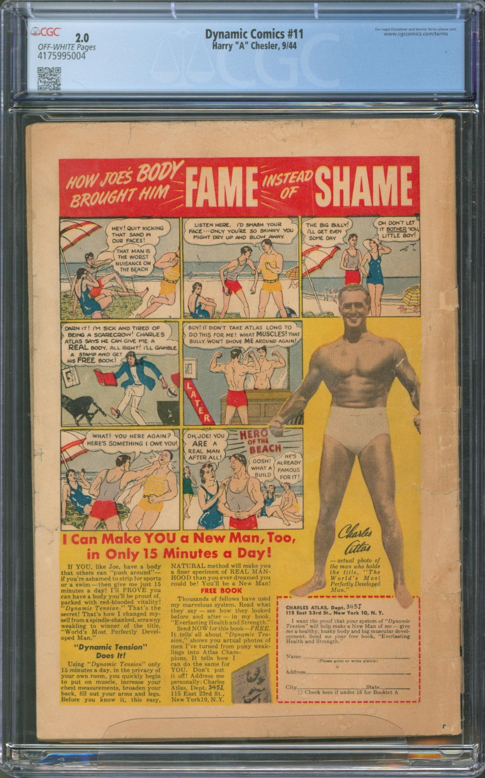 Dynamic Comics #11 CGC 2.0 Harry "A" Chesler 1944 Classic Gus Ricca Cover