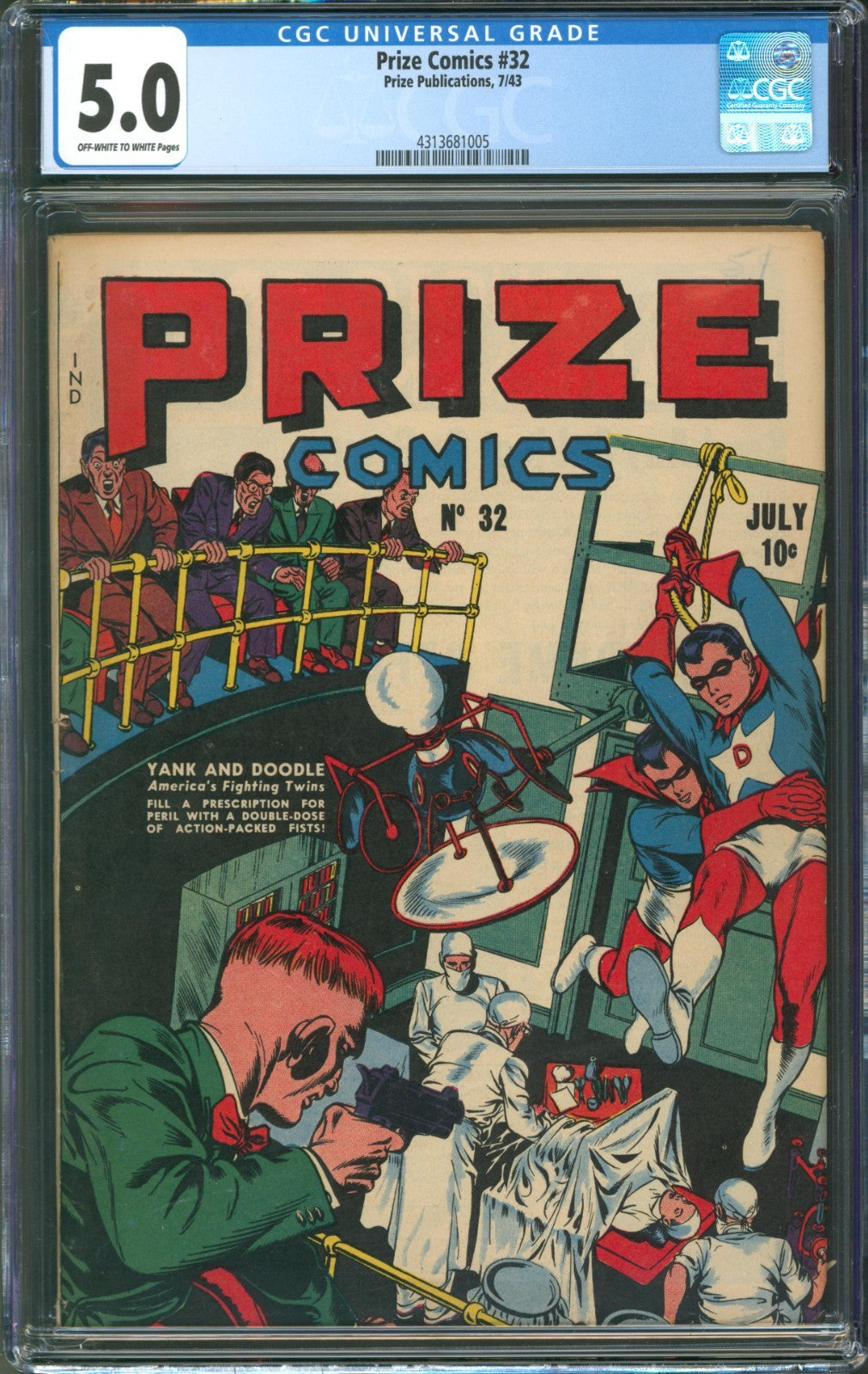 Prize Comics #32 CGC 5.0 Prize Publications 1943 Yank & Doodle Fighting Cover