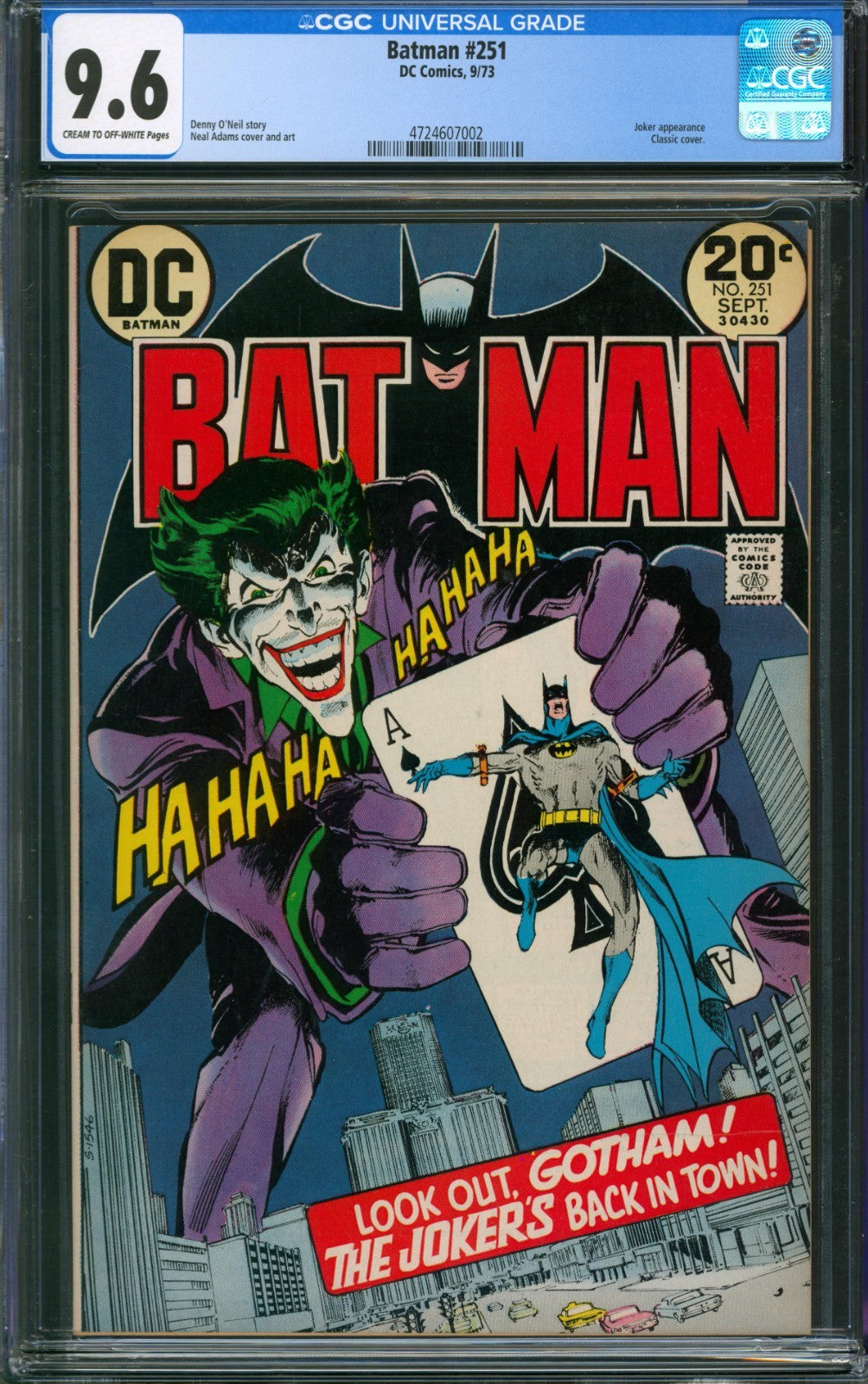 Batman #251 CGC 9.6 D.C. Comics 1973 Classic Neal Adams Joker Cover