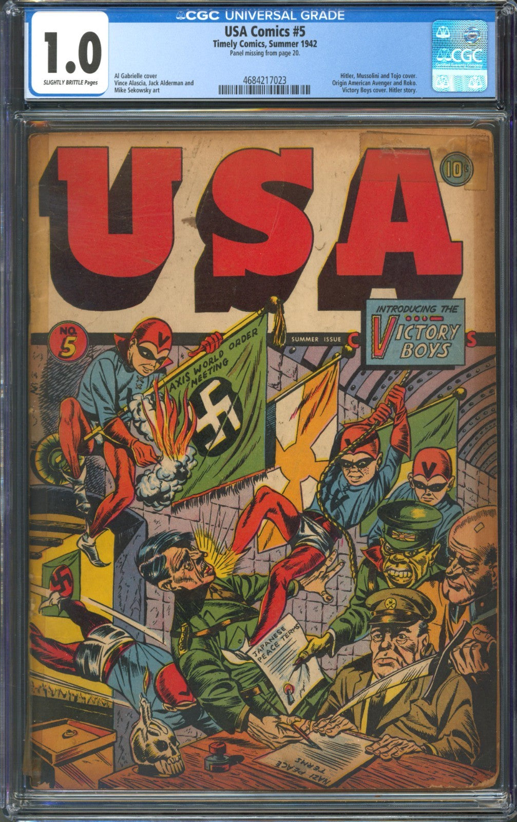 USA Comics #5 CGC 1.0 Timely 1942 Hitler, Mussolini, & Tojo Cover