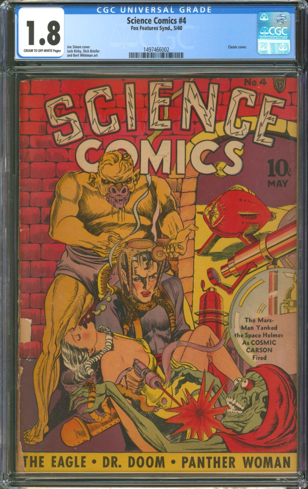 Science Comics #4 CGC 1.8 Fox Features Synd. 1940 Classic Joe Simon Cover