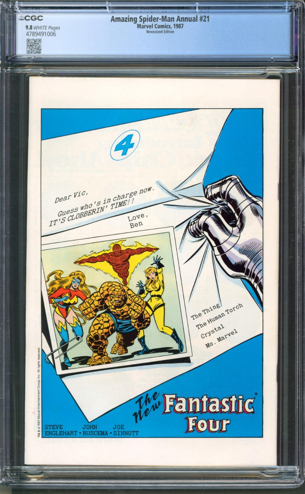 Amazing Spider-Man Annual #21 CGC 9.8 Marvel Comics 1987 Newsstand Wedding
