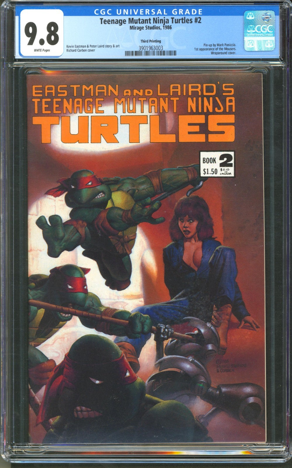 Teenage Mutant Ninja Turtles #2 CGC 9.8 Mirage 1986 White Pages 3rd Printing