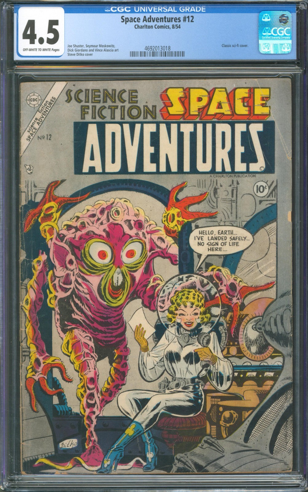 Space Adventures #12 CGC 4.5 Charlton Comics 1954 Classic Sci-Fi Cover