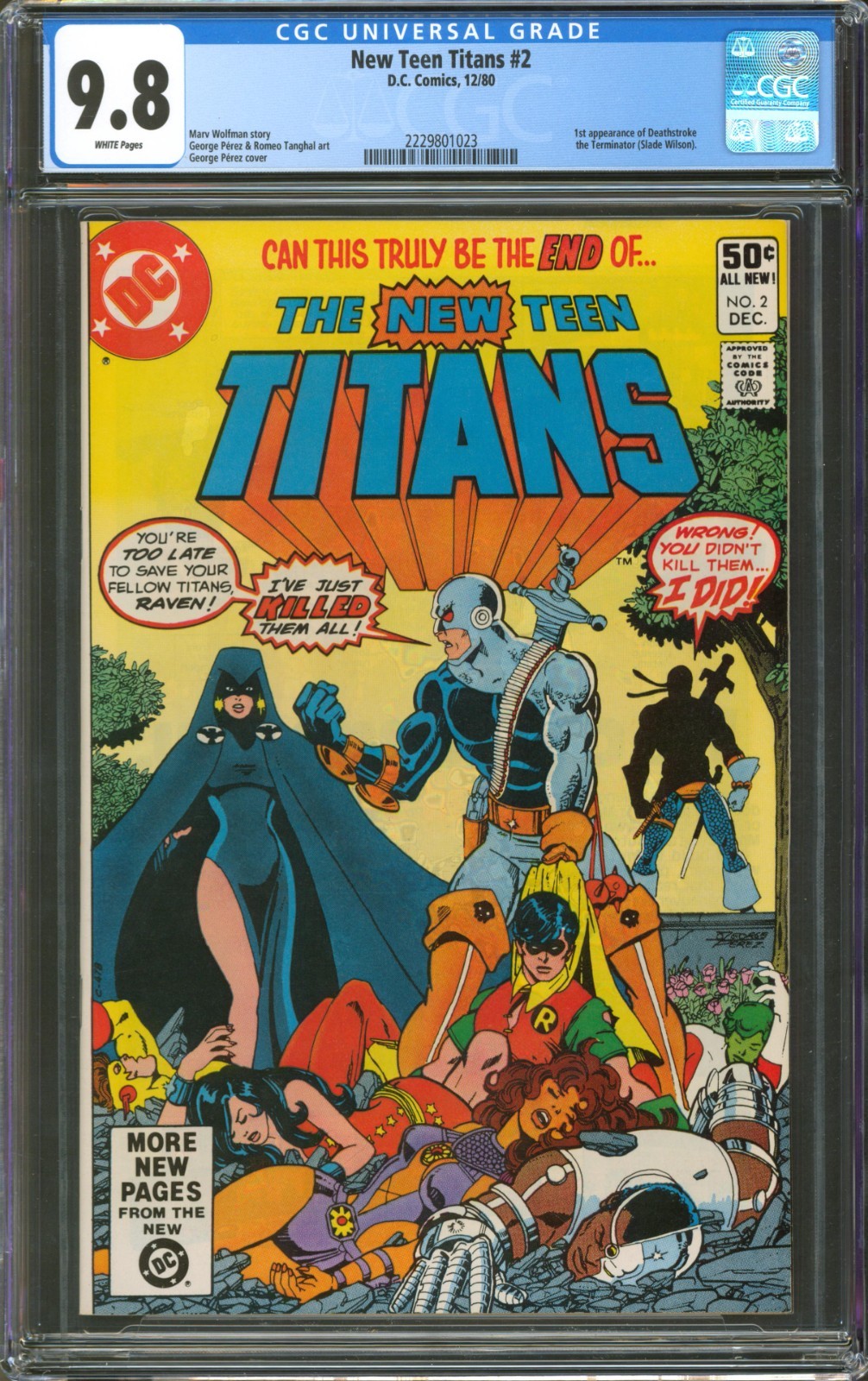 New Teen Titans #2 CGC 9.8 D.C. Comics 1980 1st Appearance of Deathstroke