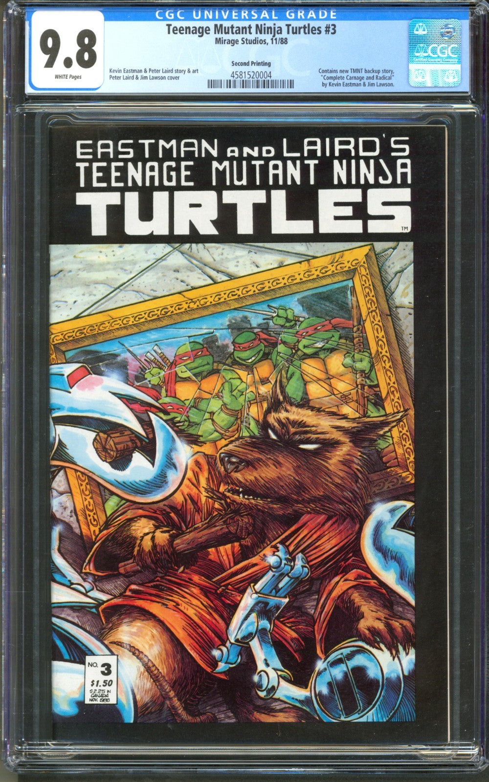 Teenage Mutant Ninja Turtles #3 CGC 9.8 Mirage 1988 2nd Print New TMNT Story