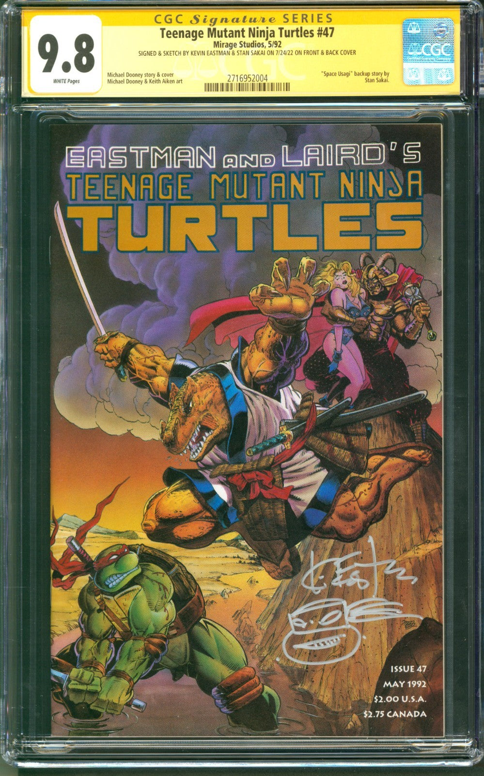 Teenage Mutant Ninja Turtles #47 CGC 9.8 Mirage 1992 Eastman & Sakai Sketched