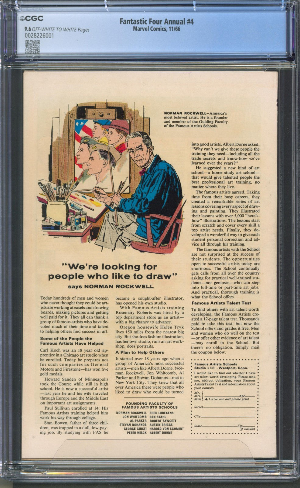 Fantastic Four Annual #4 CGC 9.6 Marvel Comics 1966 Origin & 1st G.A Human Torch