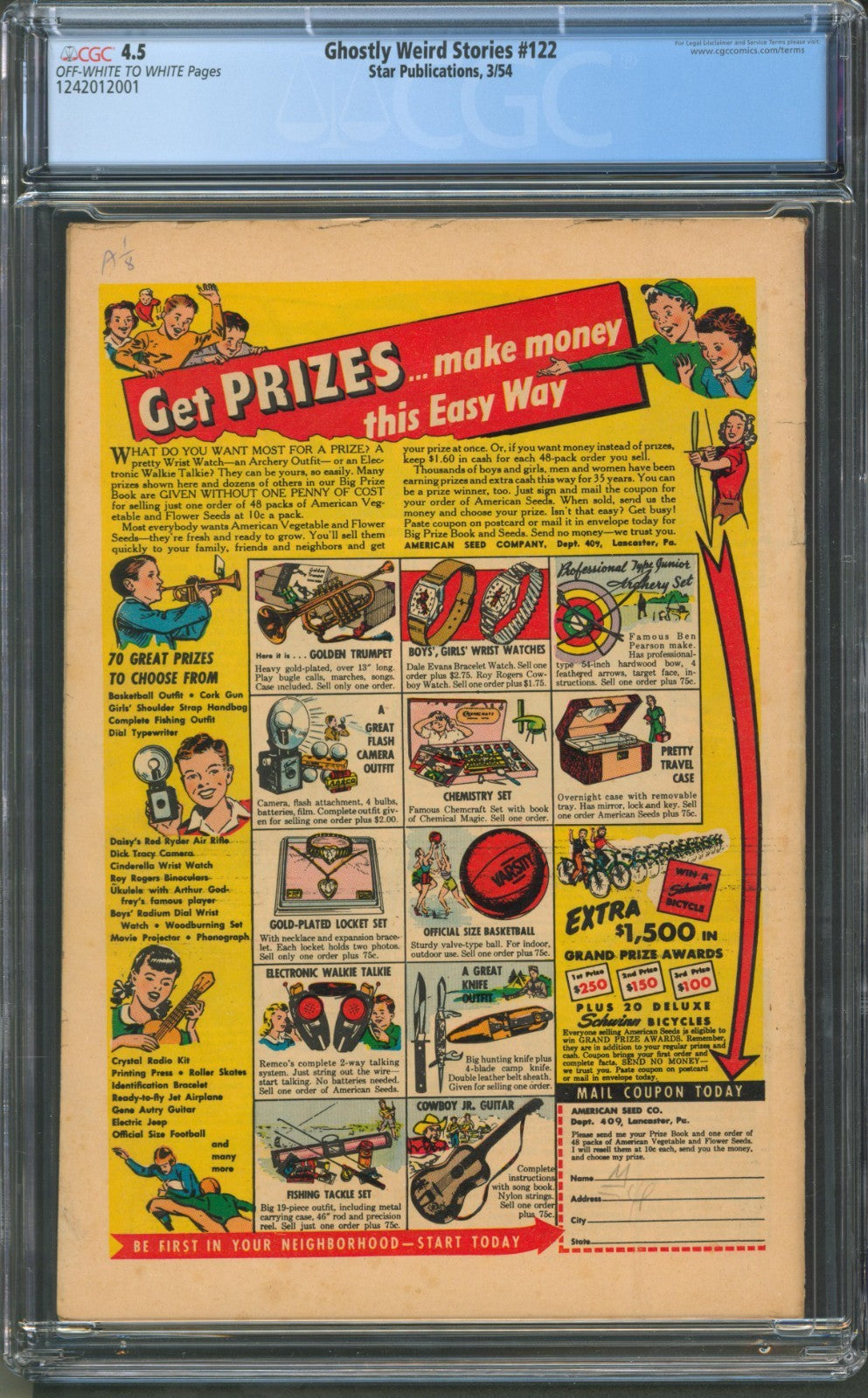 Ghostly Weird Stories #122 CGC 4.5 Star Publications 1954 L.B. Cole Cover