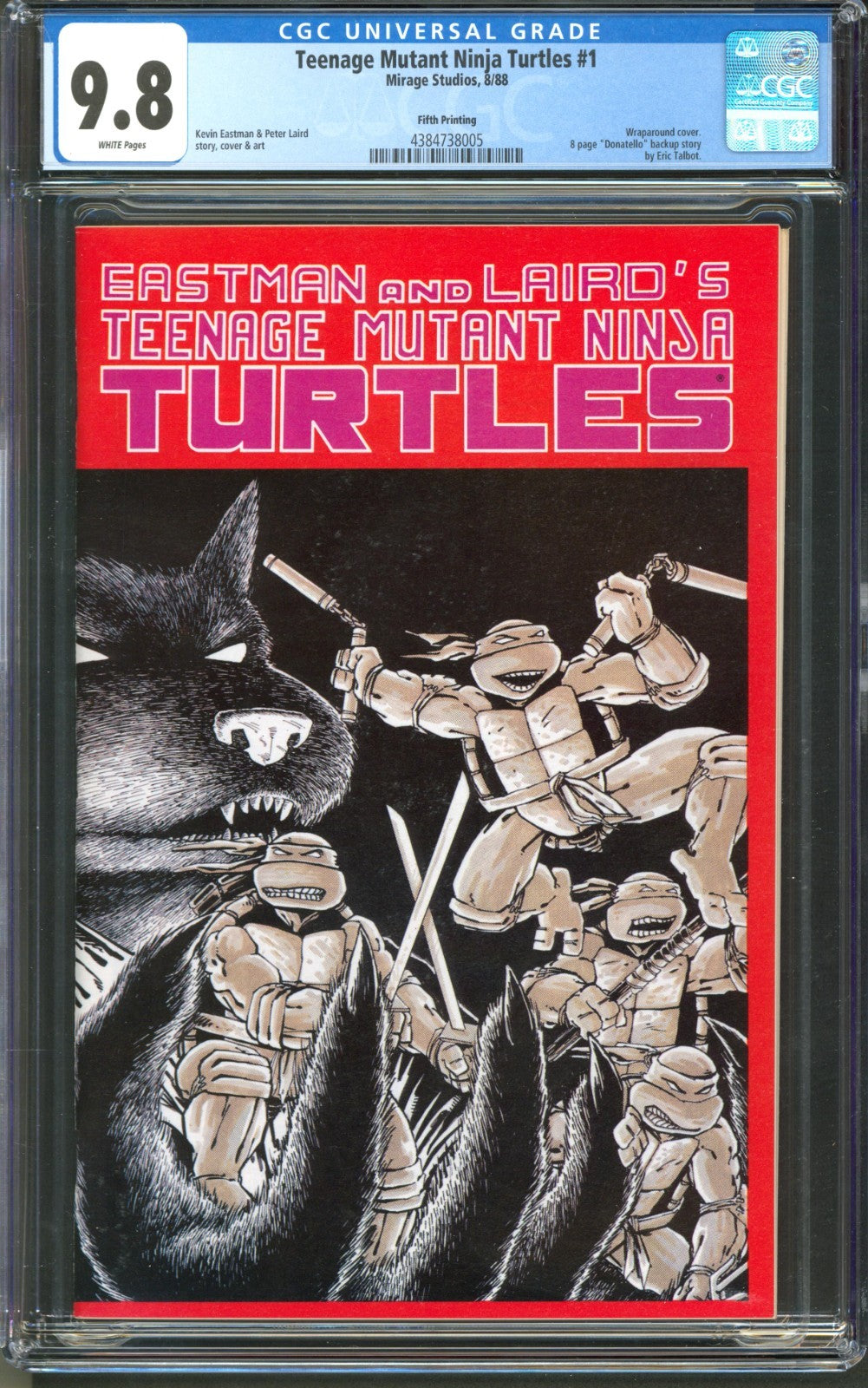 Teenage Mutant Ninja Turtles #1 CGC 9.8 Mirage 1988 White Page Fifth Printing