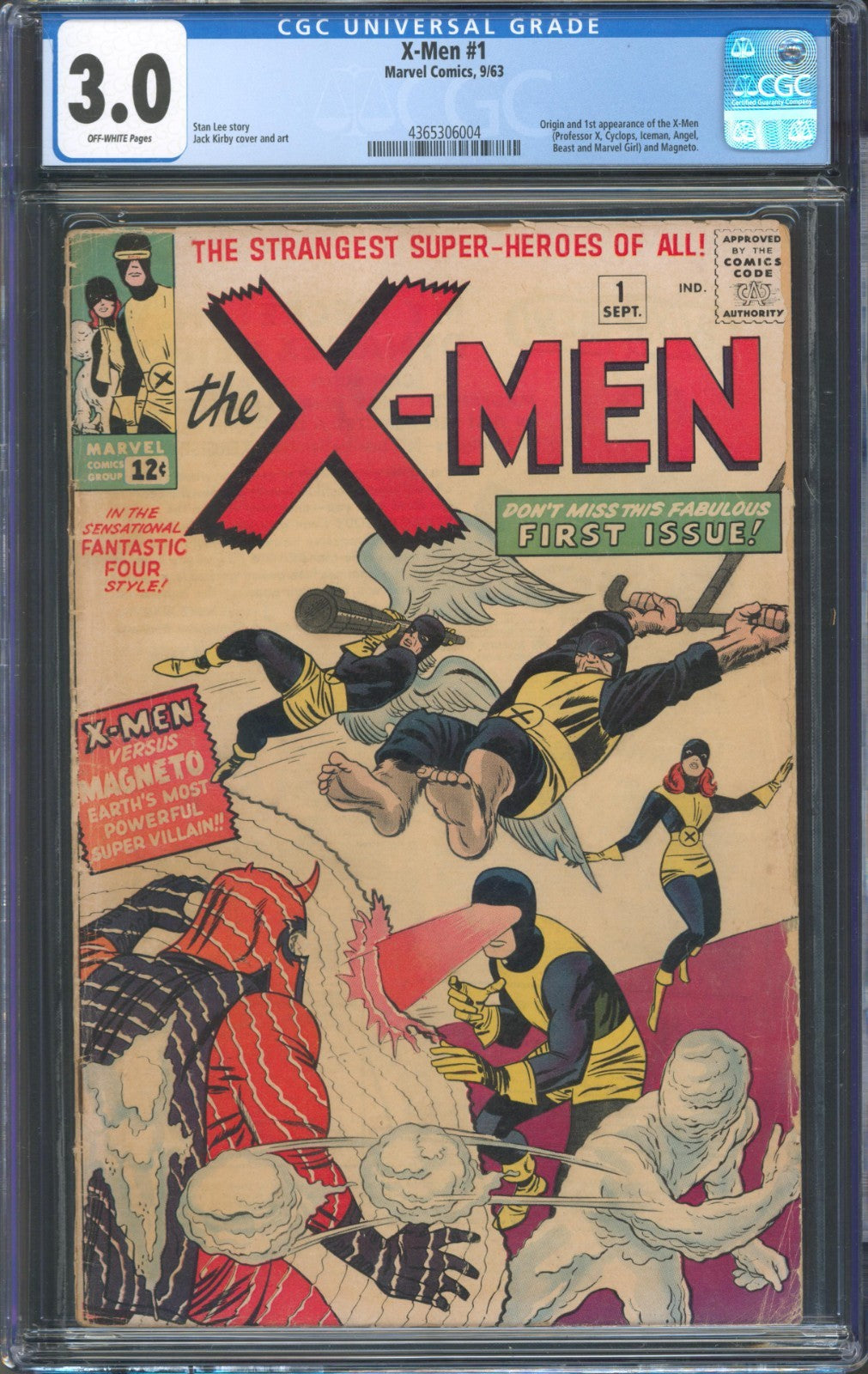 X-Men #1 CGC 3.0 Marvel Comics 1963 1st Appearance of Professor X & Magneto