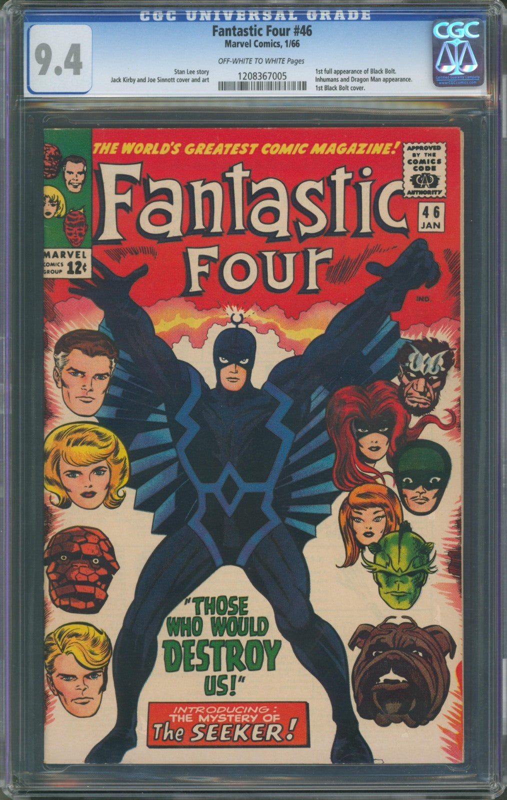 Fantastic Four #46 CGC 9.4 Marvel Comics 1966 1st Appearance of Black Bolt