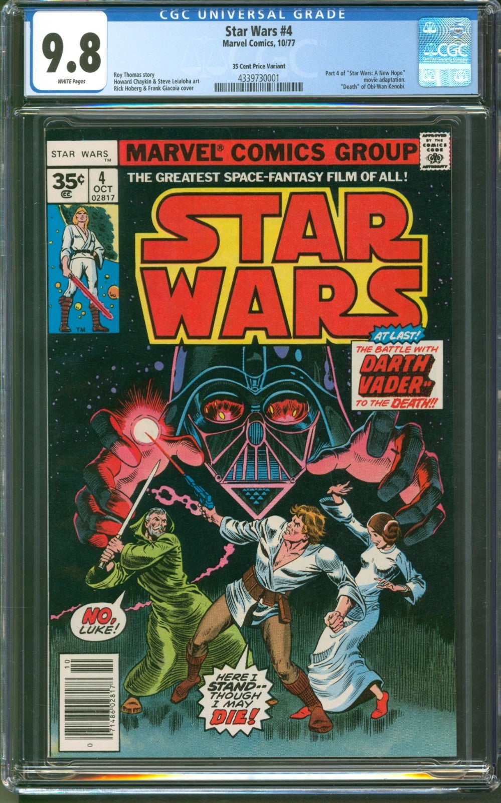 Star Wars #4 CGC 9.8 Marvel Comics 1977 35 Cent Price Variant Pop 3 None Higher