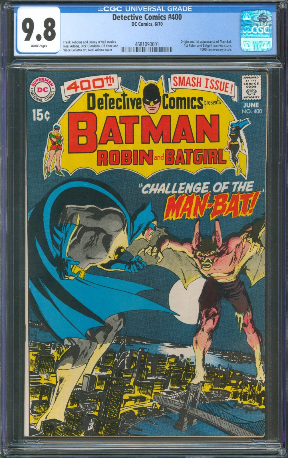 Detective Comics #400 CGC 9.8 D.C. 1970 White Pages 1st Appearance of Man-Bat