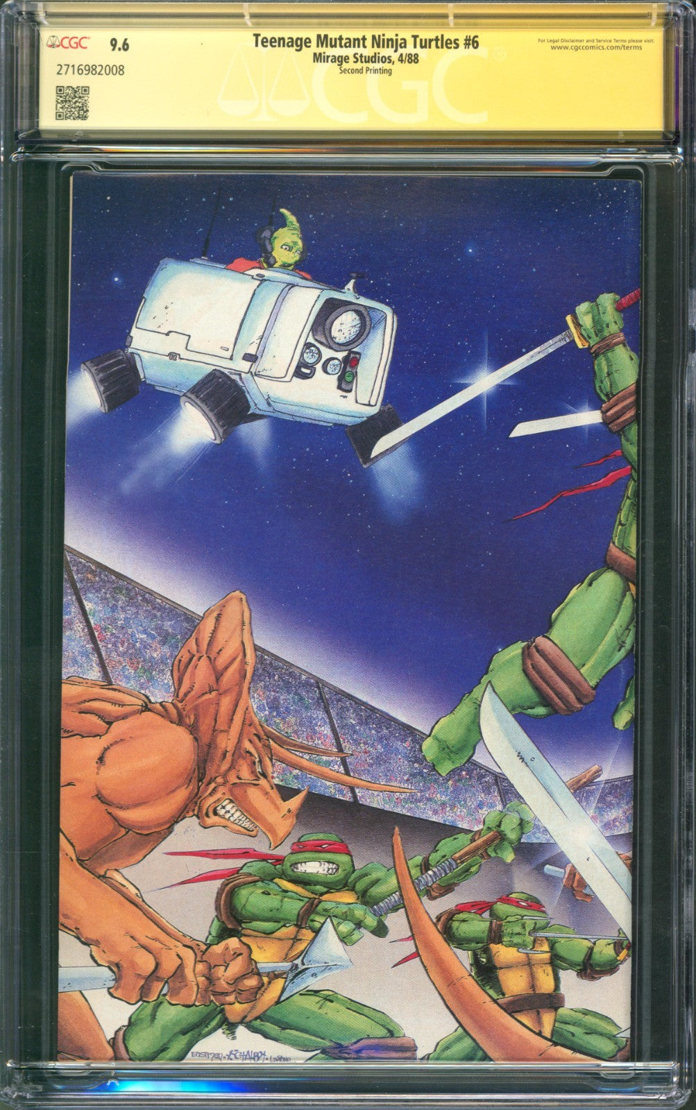 Teenage Mutant Ninja Turtles #6 CGC 9.6 Mirage 1988 2nd Print Signed & Sketched