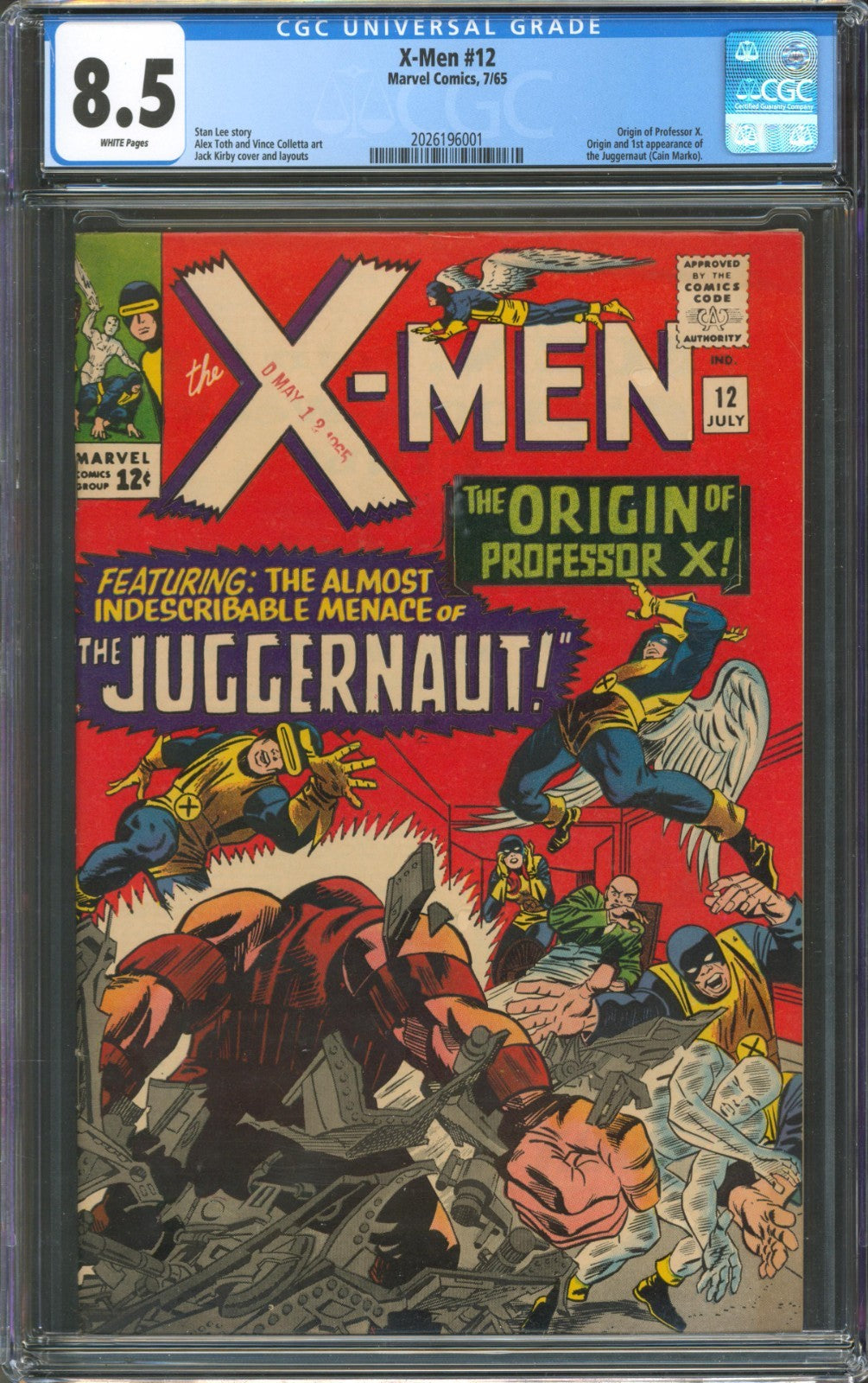 X-Men #12 CGC 8.5 Marvel Comics 1965 White Pages 1st Appearance of Juggernaut