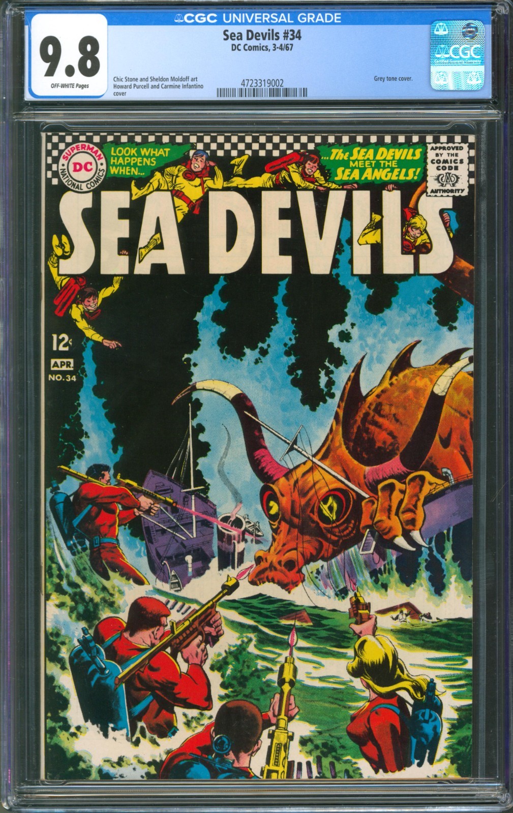 Sea Devils #34 CGC 9.8 D.C. Comics 1967 Grey Tone Cover Highest Graded