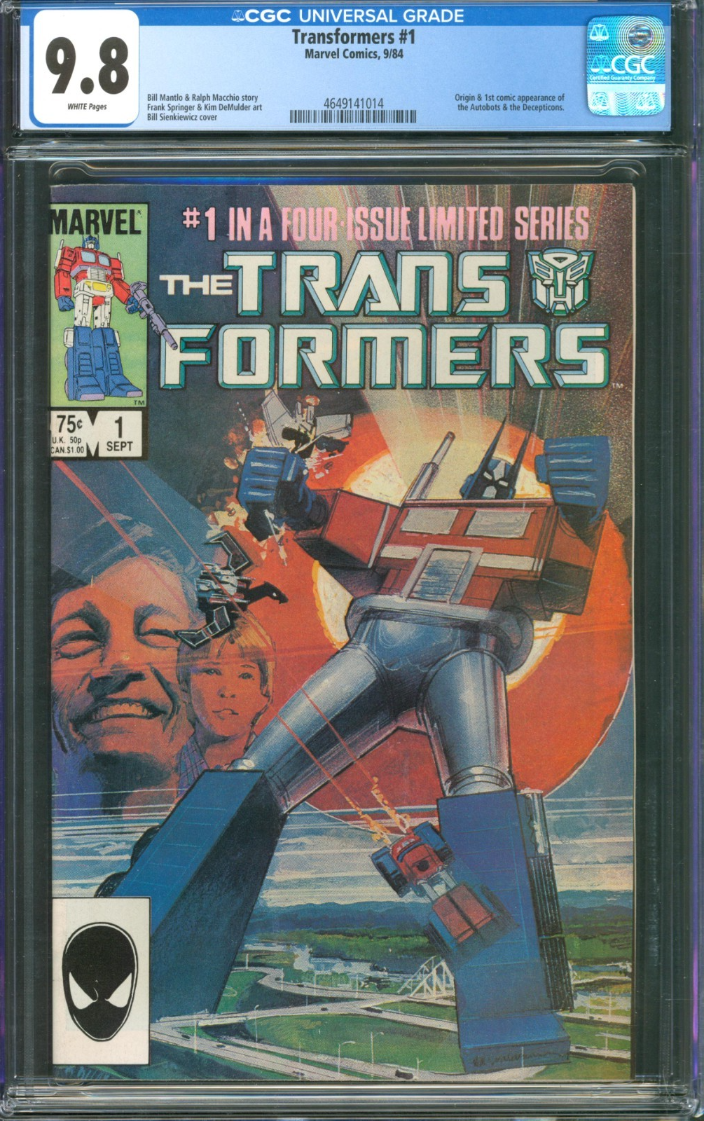 Transformers #1 CGC 9.8 Marvel Comics 1984 1st Appearance of Optimus Prime