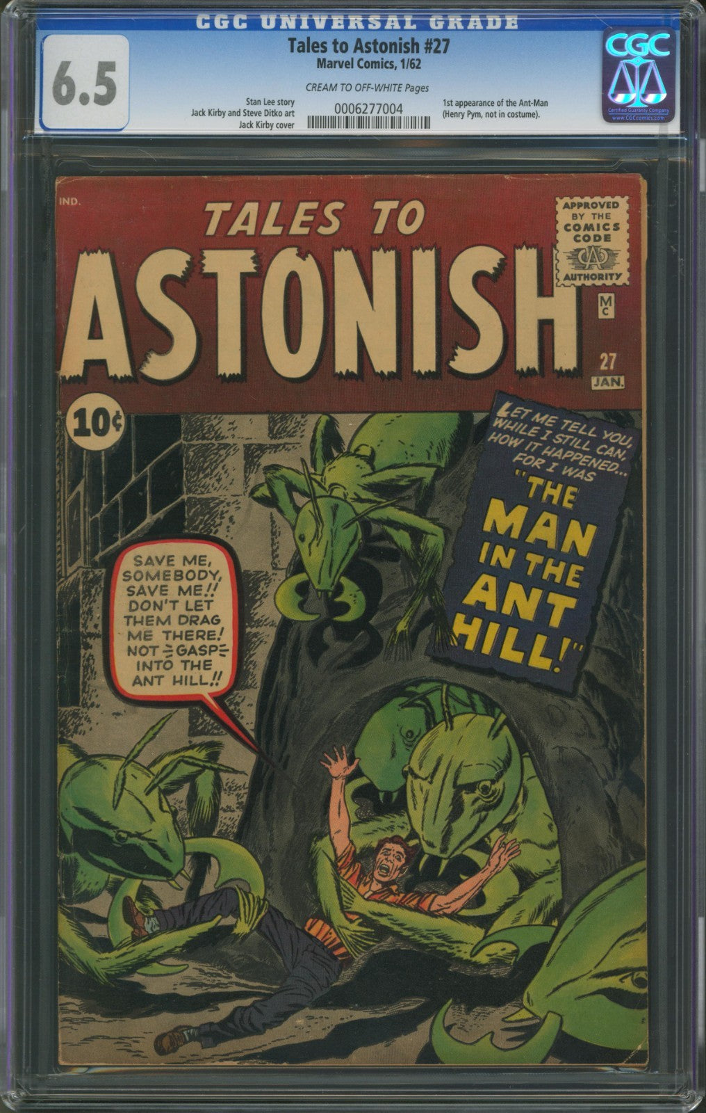 Tales to Astonish #27 CGC 6.5 Marvel Comics 1962 1st Appearance of Ant-Man