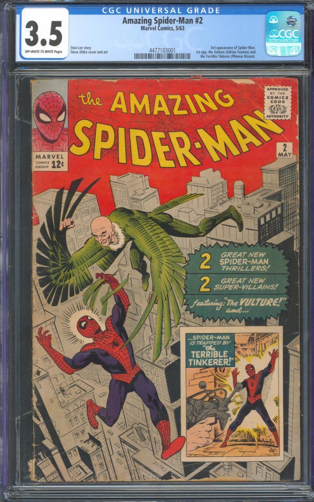 Amazing Spider-Man #2 CGC 3.5 Marvel Comics 1963 1st Appearance of the Vulture