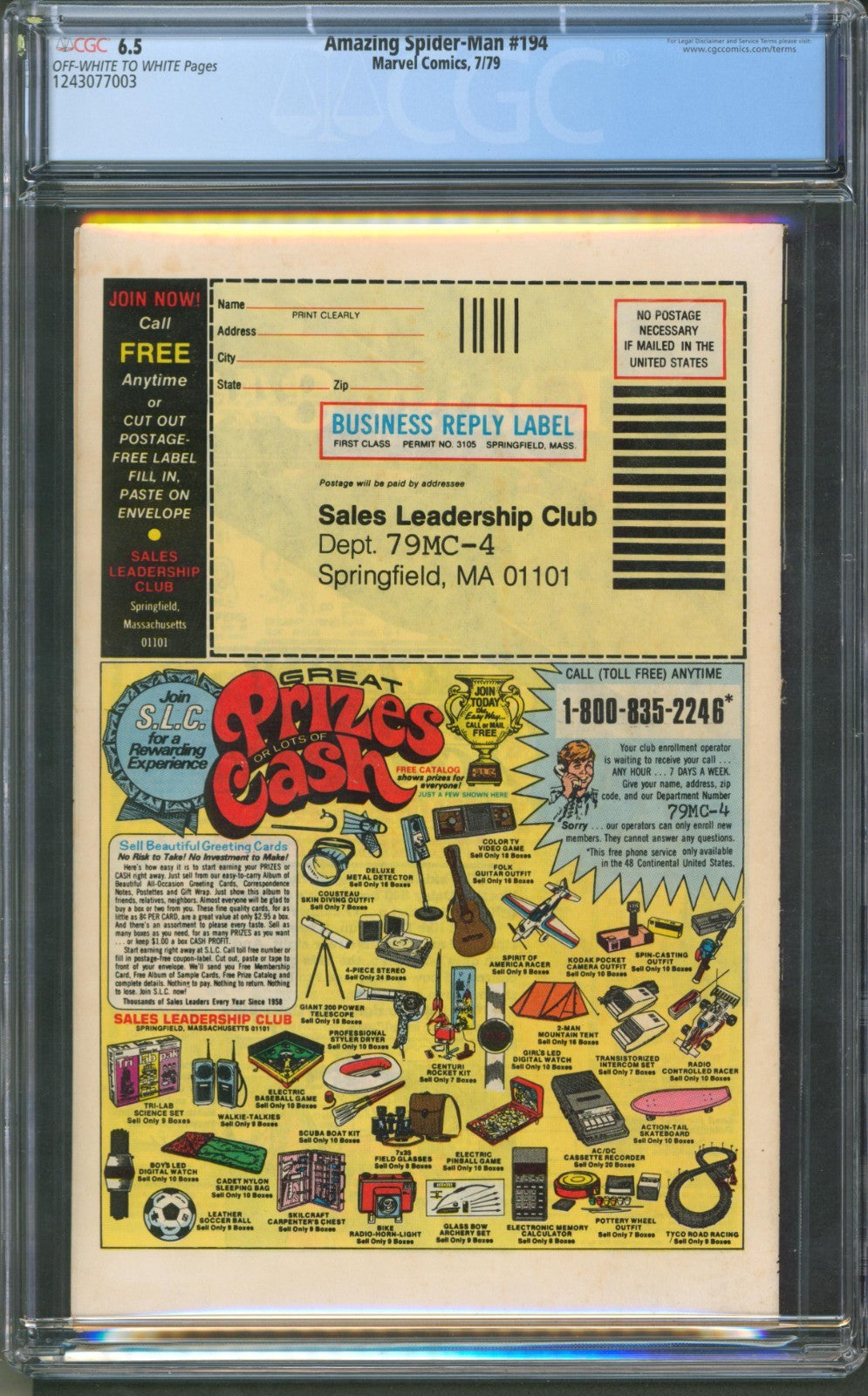 Amazing Spider-Man #194 CGC 6.5 Marvel Comics 1979 Newsstand 1st Black Cat