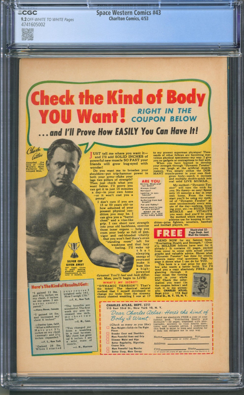 Space Western Comics #43 CGC 9.2 Charlton 1953 Highest Graded Spirit Homage