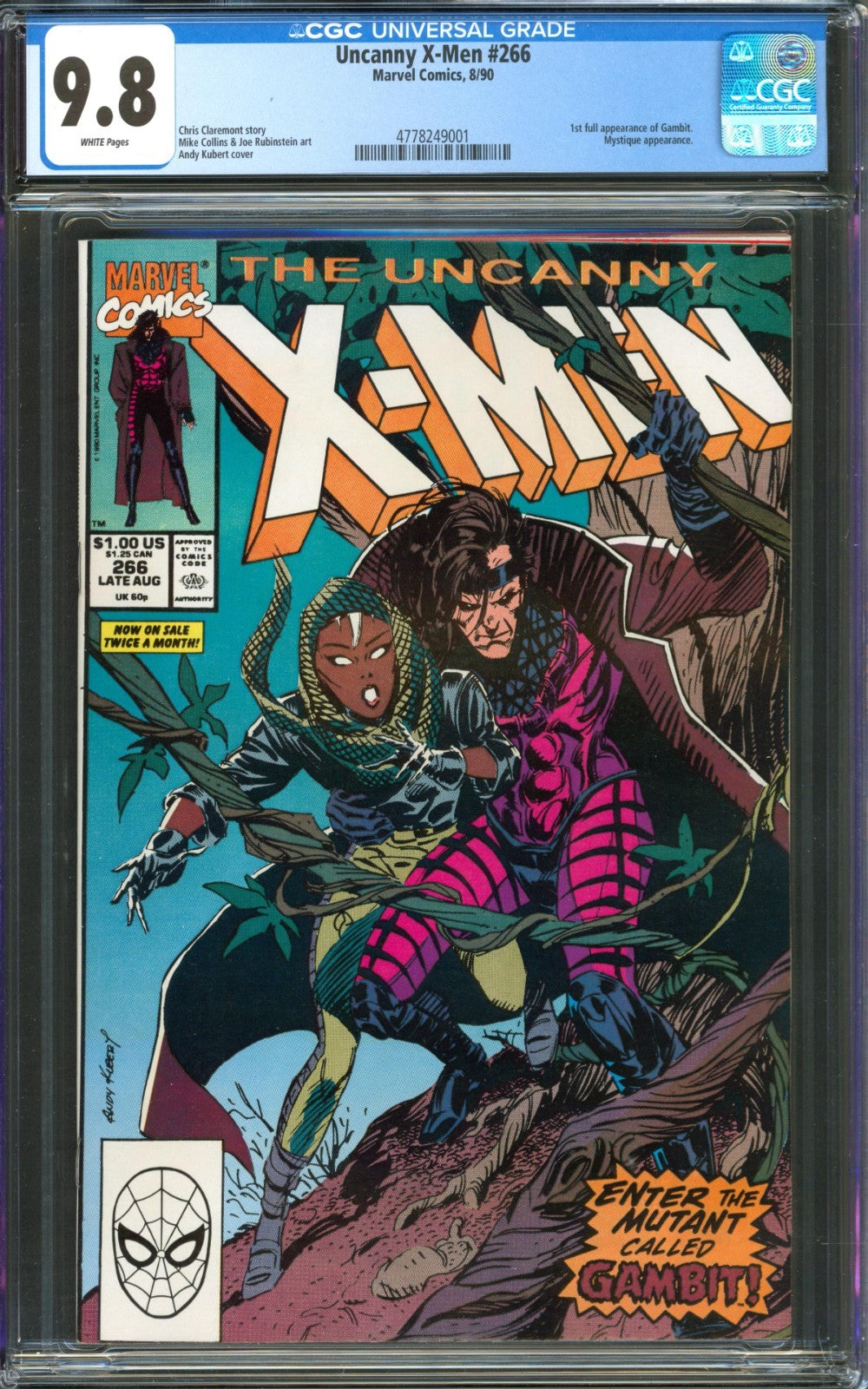 Uncanny X-Men #266 CGC 9.8 Marvel Comics 1990 1st Full Appearance of Gambit