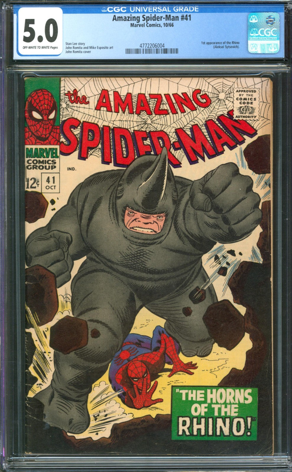 Amazing Spider-Man #41 CGC 5.0 Marvel Comics 1966 1st Appearance of Rhino