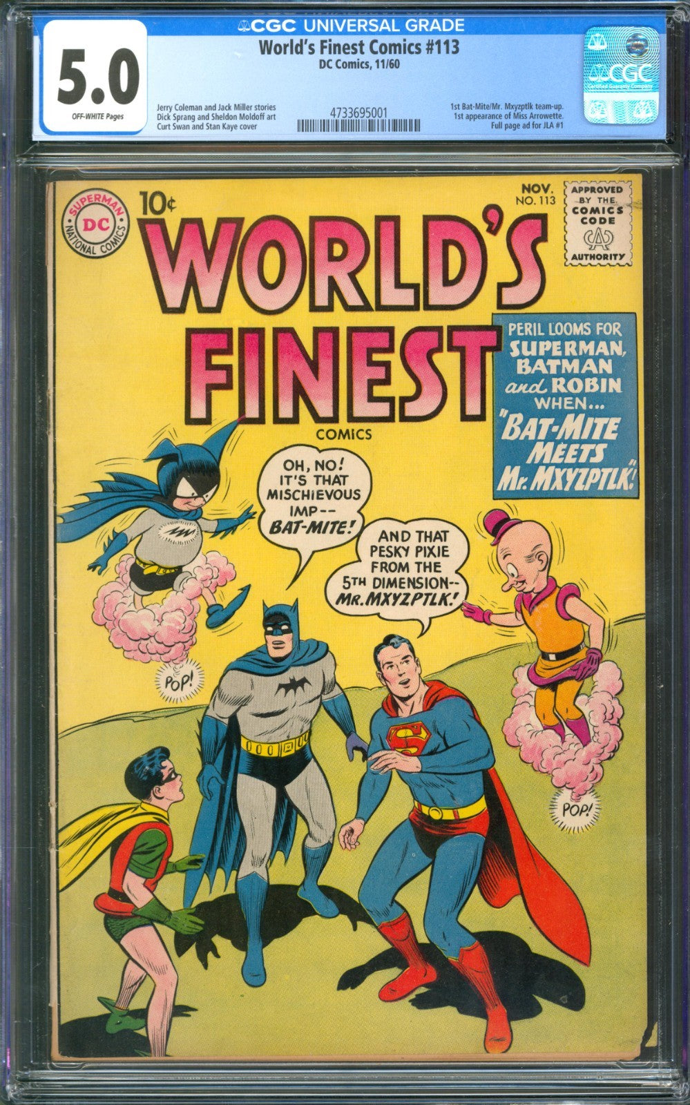 World's Finest Comics #113 CGC 5.0 D.C. Comics 1960 Bat-Mite & Mr. Mxyzptlk Team