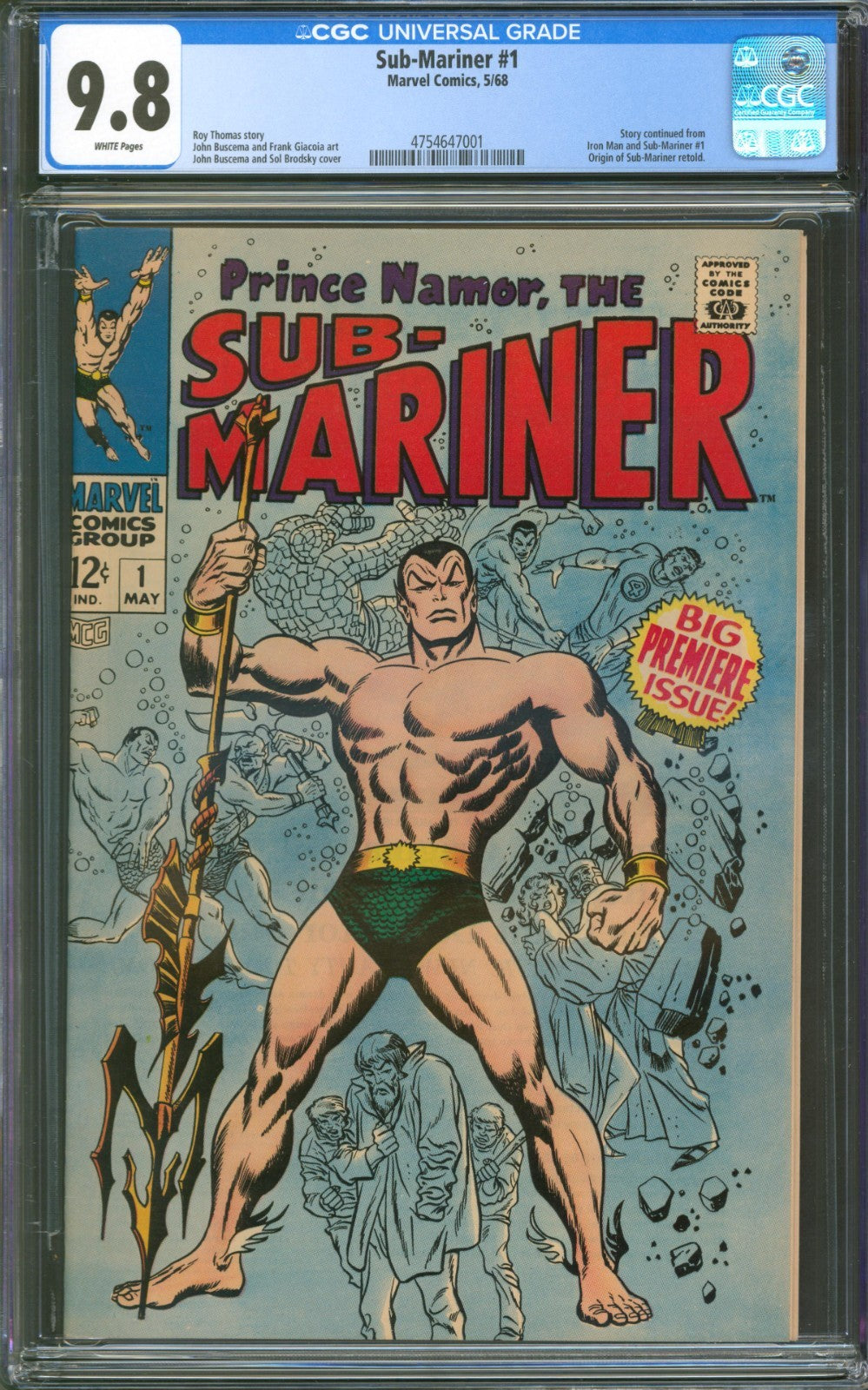 Sub-Mariner #1 CGC 9.8 Marvel Comics 1968 Iron Man & Sub-Mariner 1 Origin Retold