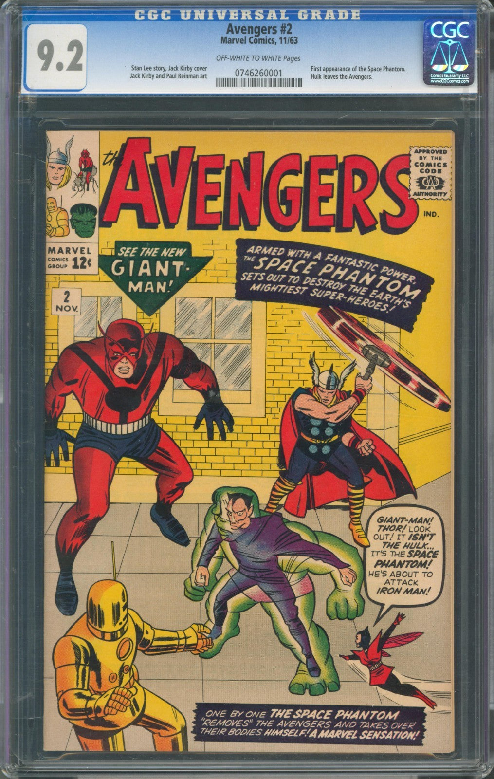 Avengers #2 CGC 9.2 Marvel Comics 1963 1st Appearance of the Space Phantom