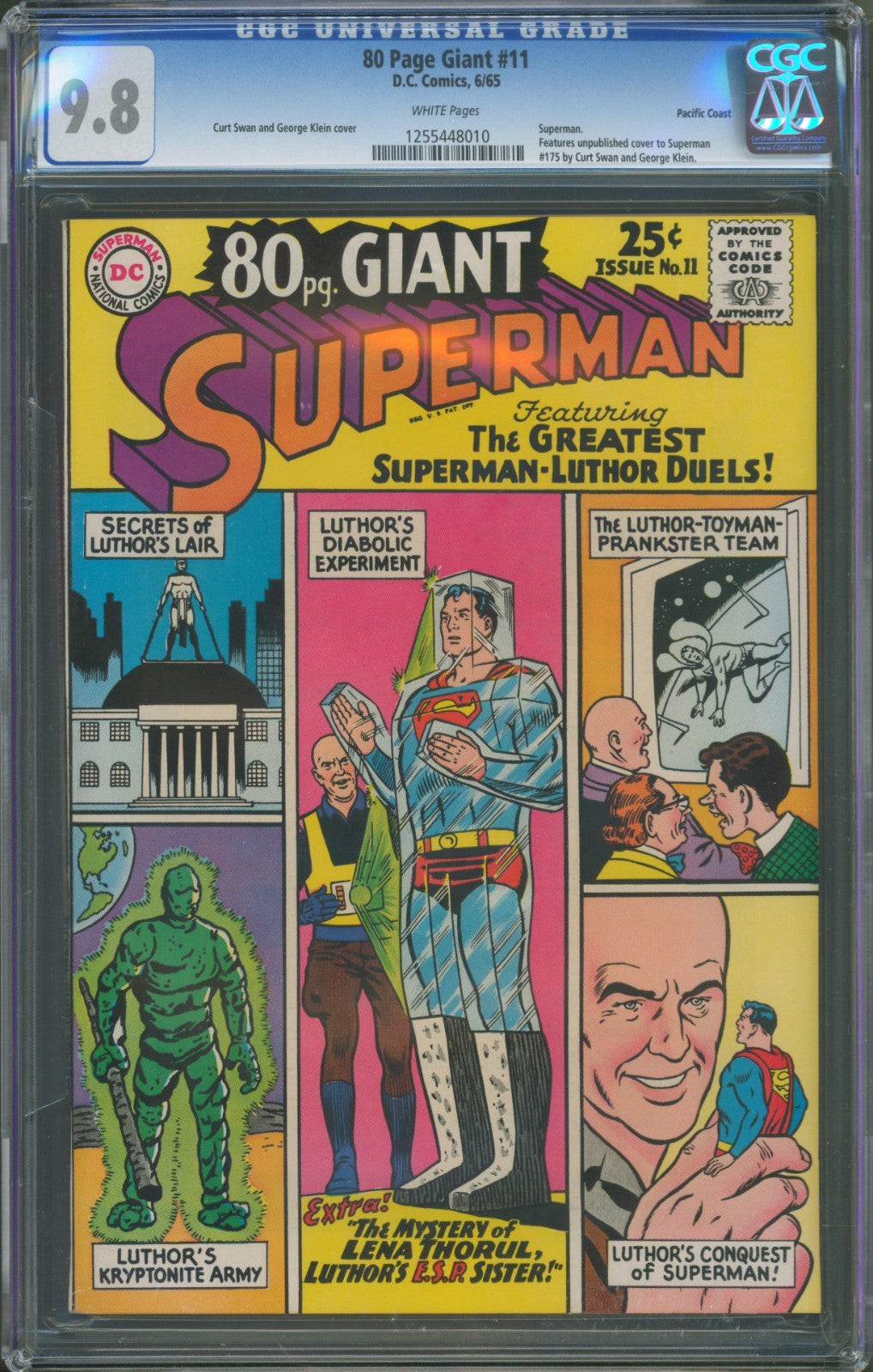 80 Page Giant #11 CGC 9.8 D.C. Comics 1965 Superman Pacific Coast Pedigree
