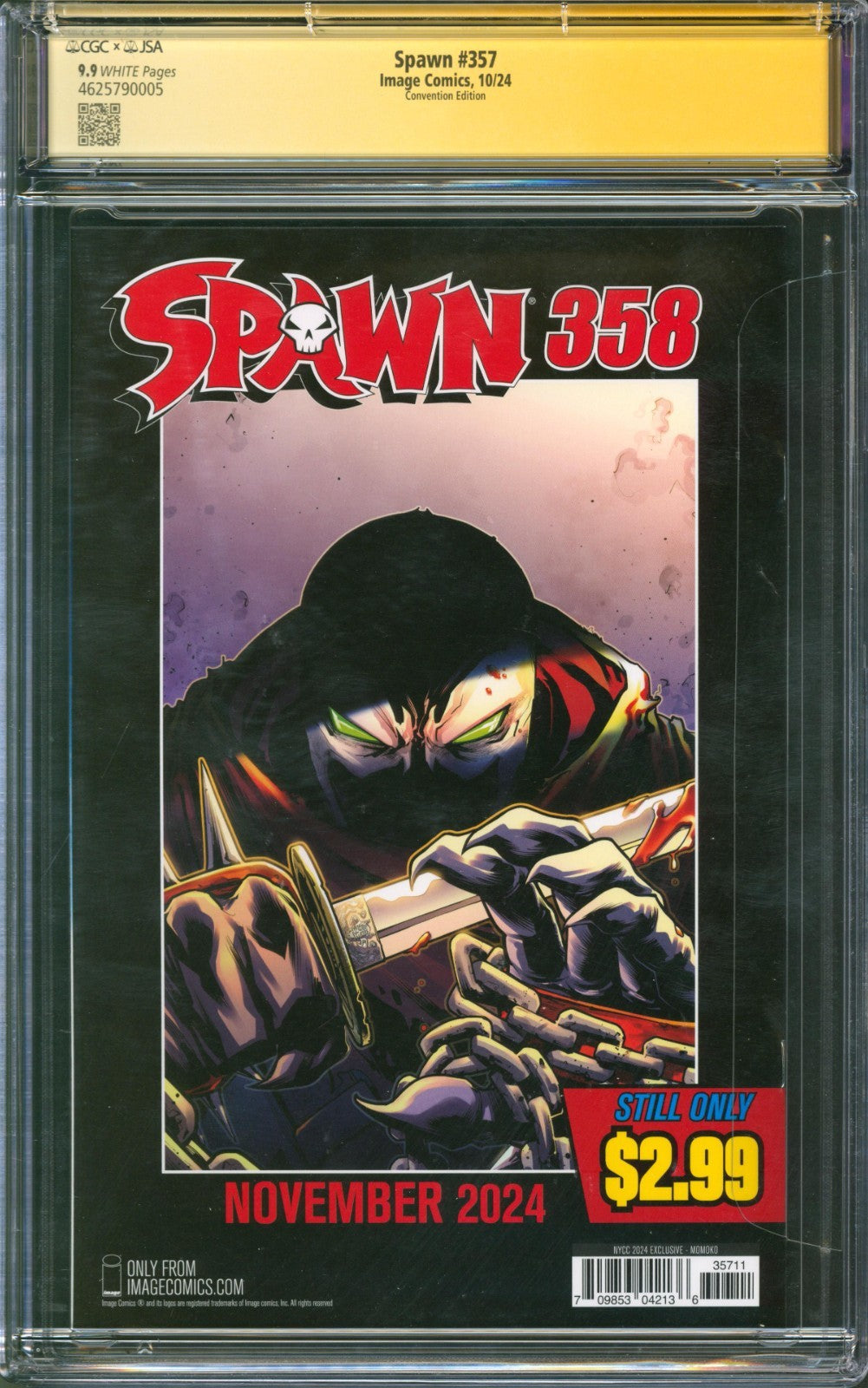 Spawn #357 CGC 9.9 Image 2024 Todd McFarlane Signed Peach Momoko Convention