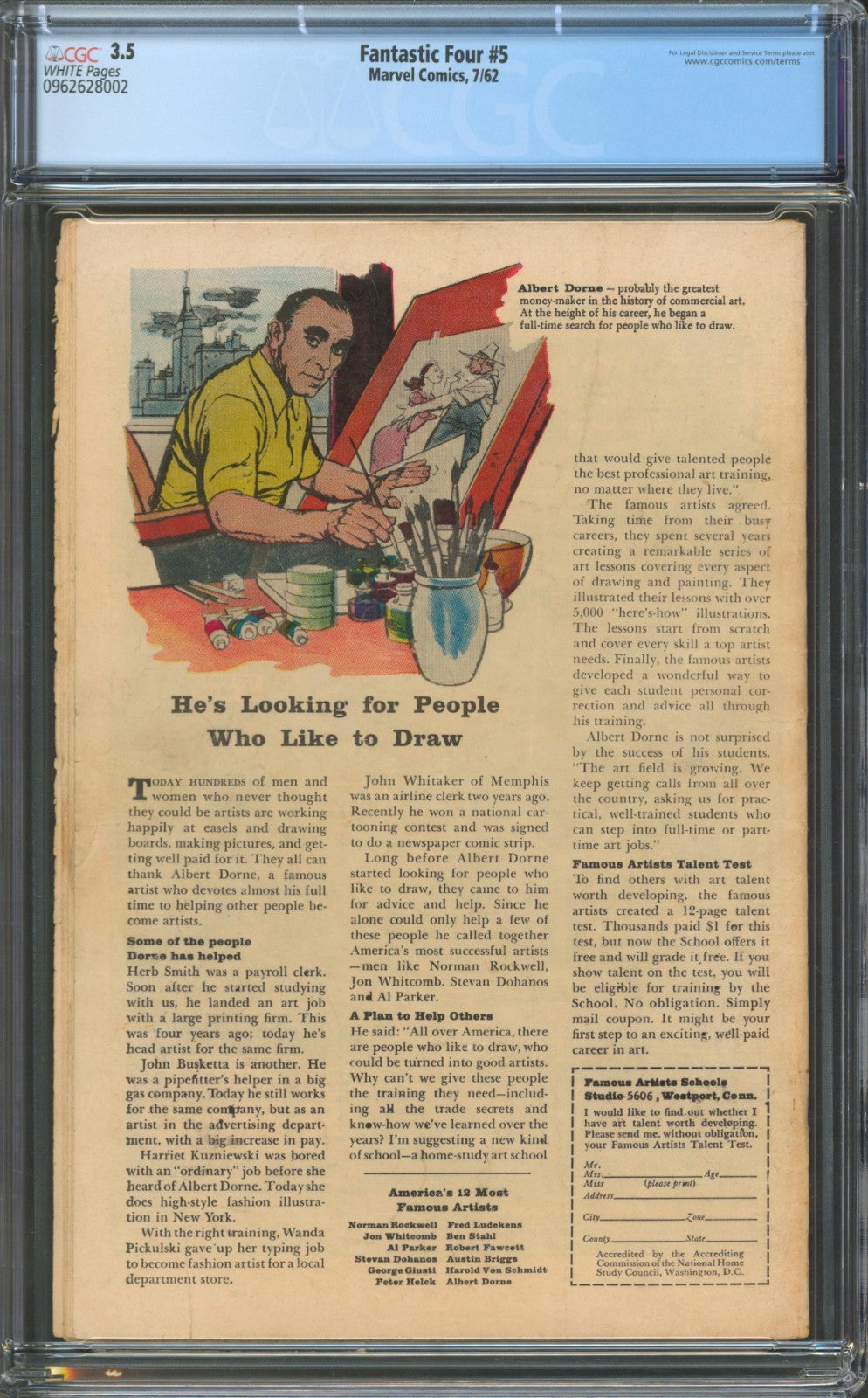 Fantastic Four #5 CGC 3.5 Marvel Comics 1962 White Pages 1st App of Doctor Doom