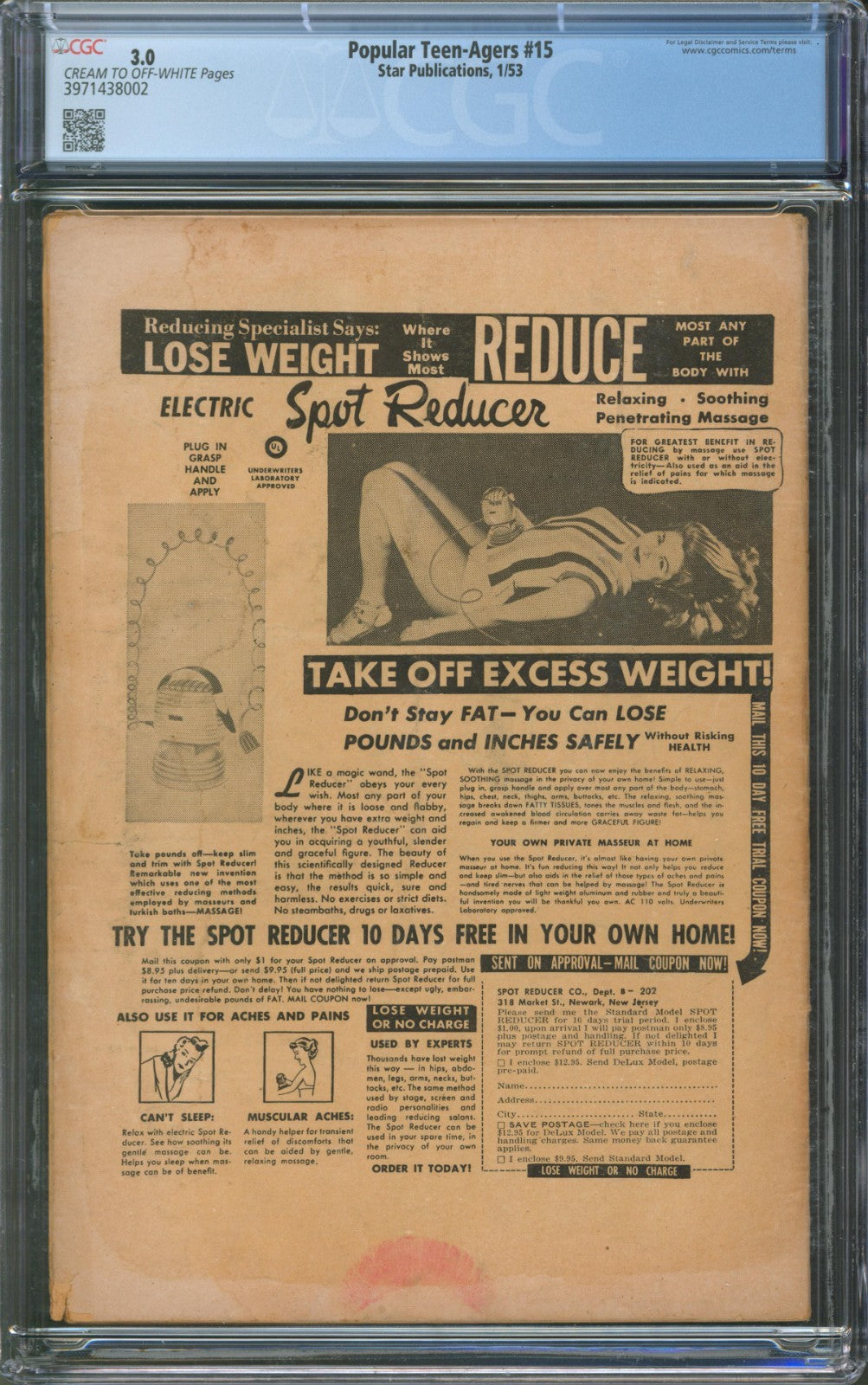 Popular Teen-Agers #15 CGC 3.0 Star Publications 1953 L.B. Cole Cover