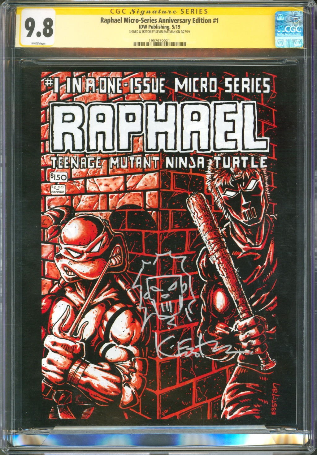 Raphael Micro-Series Anniversary Edition #1 IDW 2019 Eastman Signed & Sketched