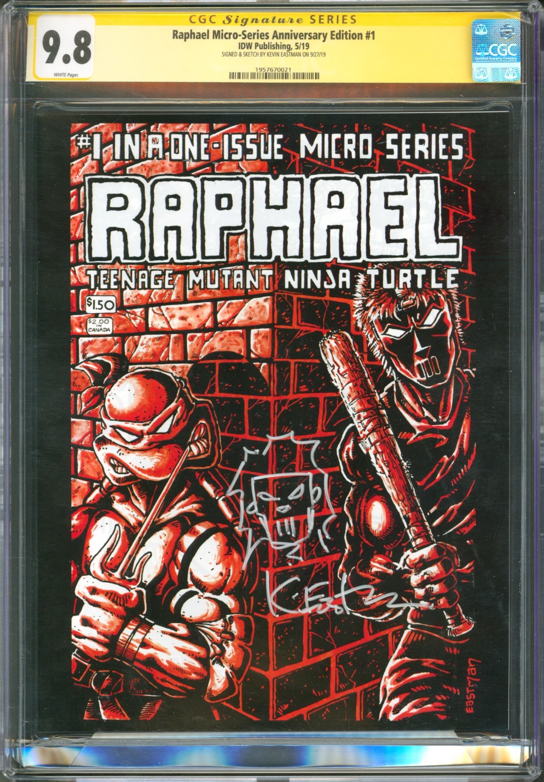 Raphael Micro-Series Anniversary Edition #1 IDW 2019 Eastman Signed & Sketched