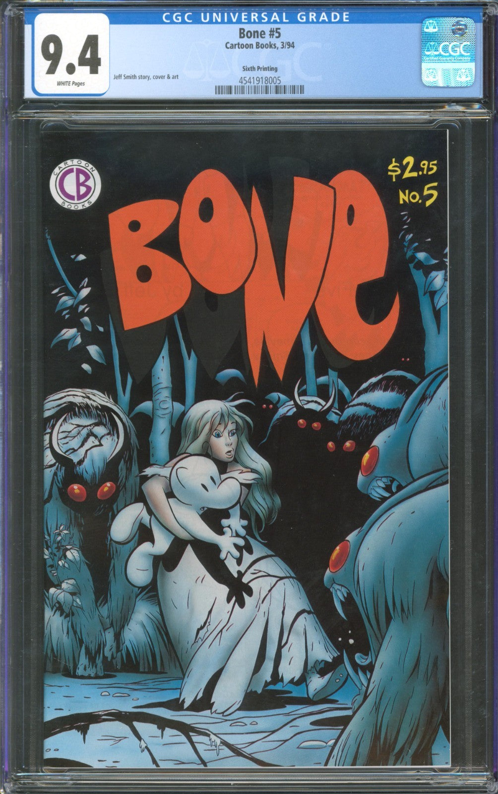 Bone #5 CGC 9.4 Cartoon Books 1994 Sixth Printing Jeff Smith Story & Art