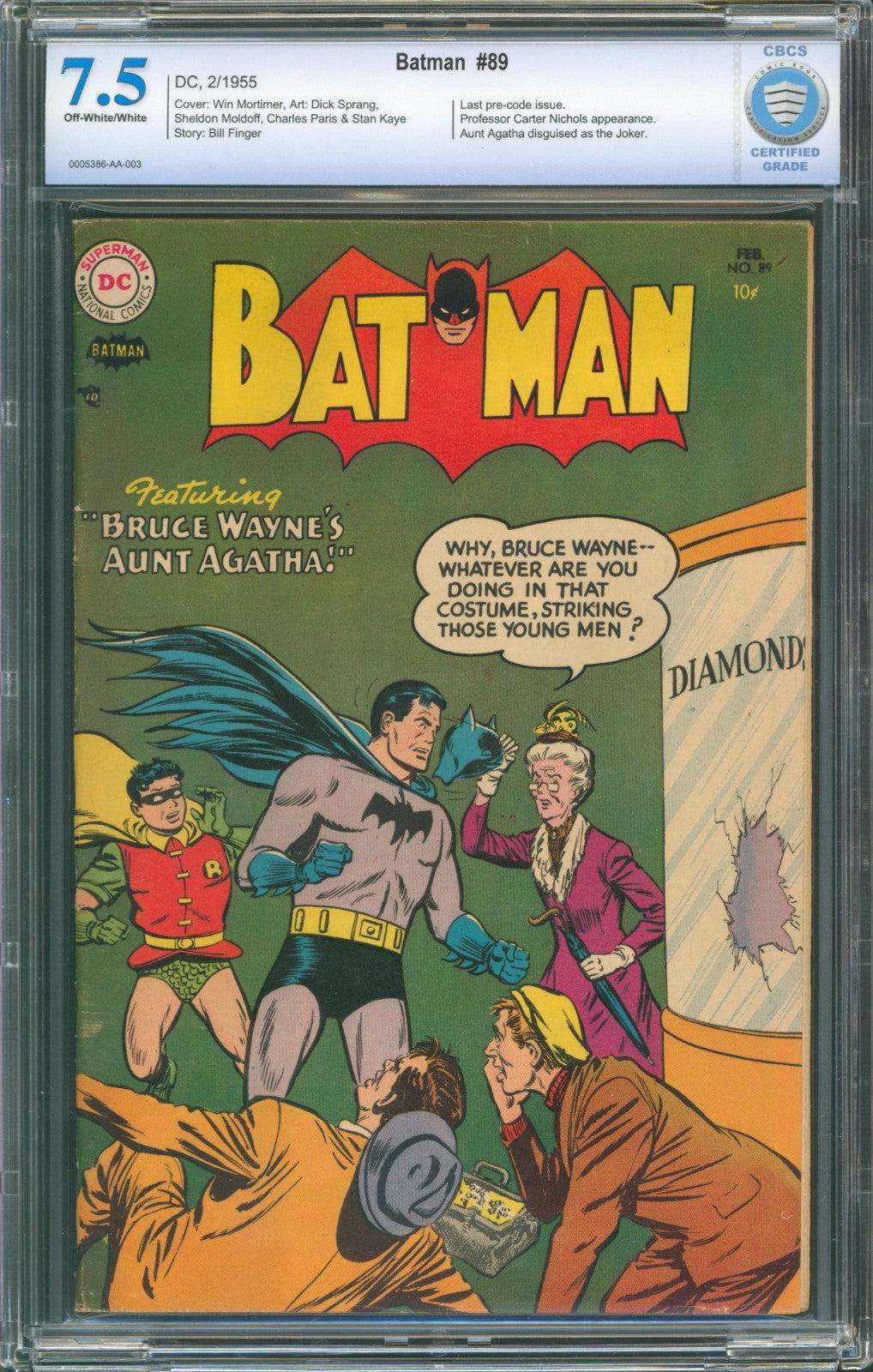 Batman #89 CBCS 7.5 D.C. Comics 1955 Last Pre-Code Issue Joker Disguise
