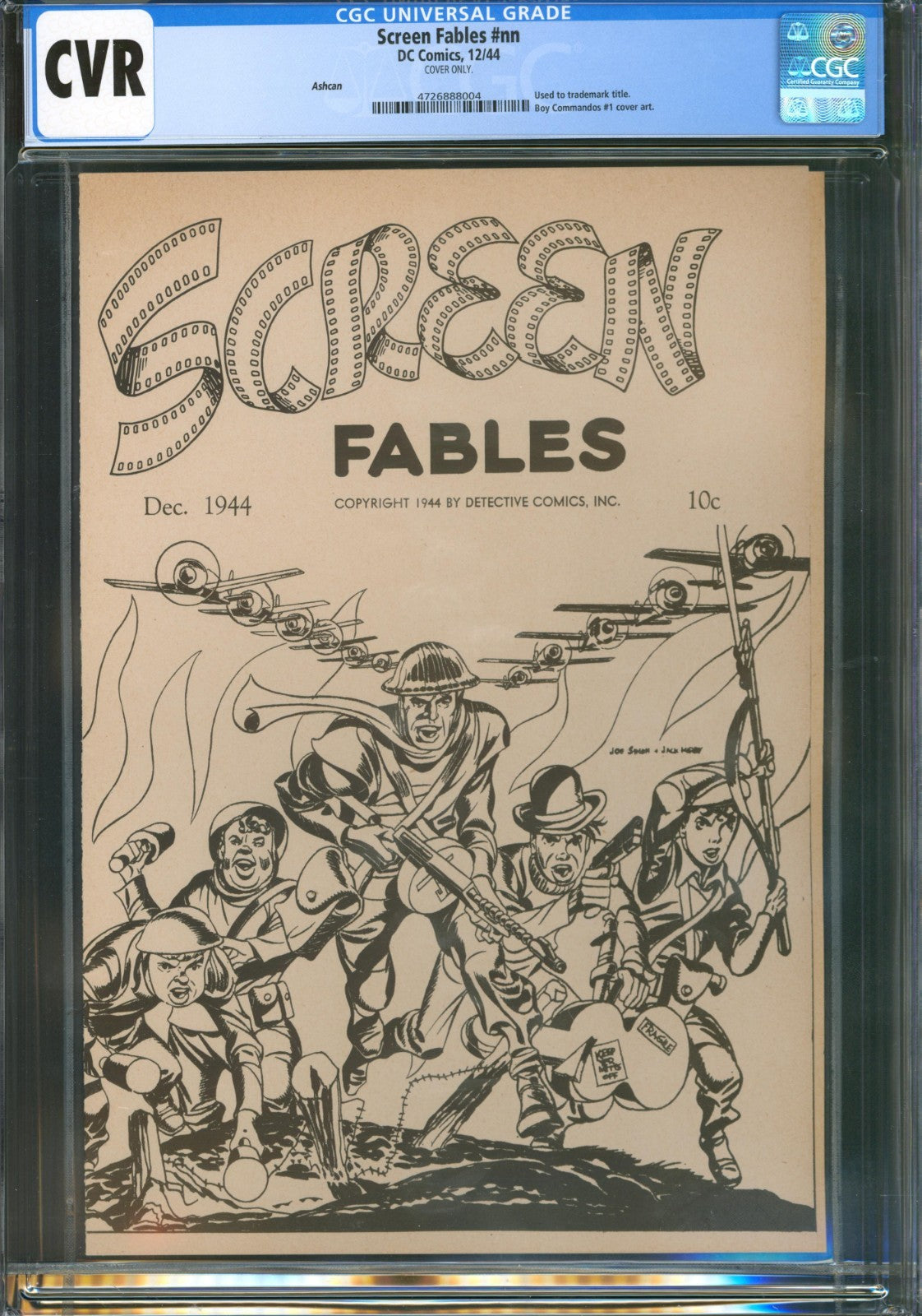 Screen Fables #nn CGC CVR D.C. Comics 1944 Ashcan for Boy Commandos #1 Cover