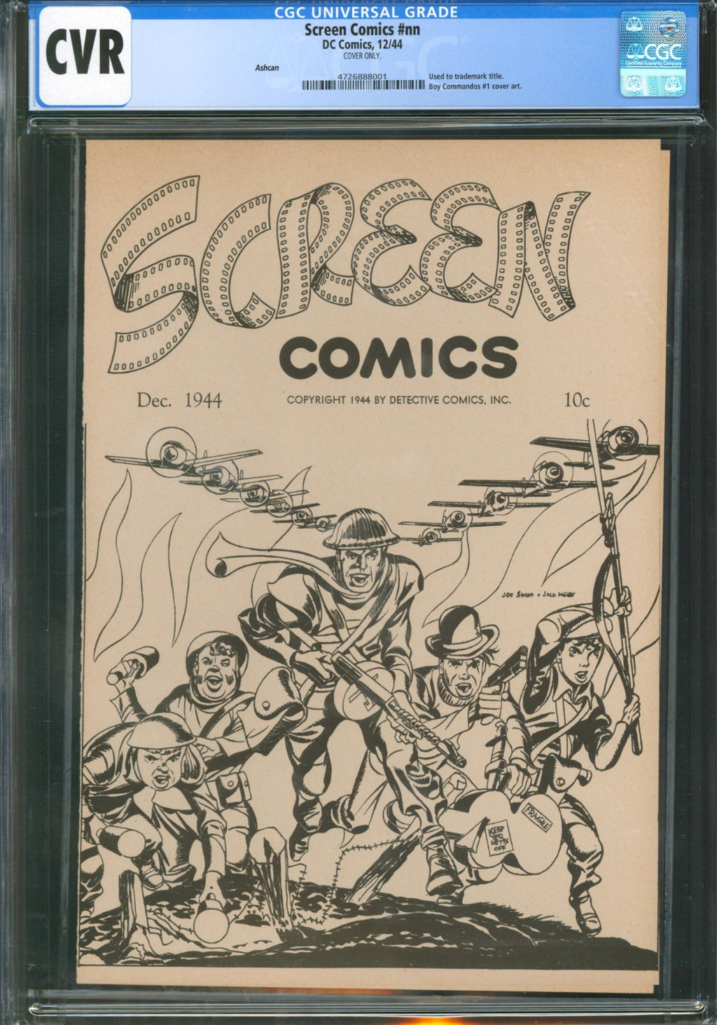 Screen Comics #nn CGC CVR D.C. Comics 1944 Ashcan for Boy Commandos #1 Cover