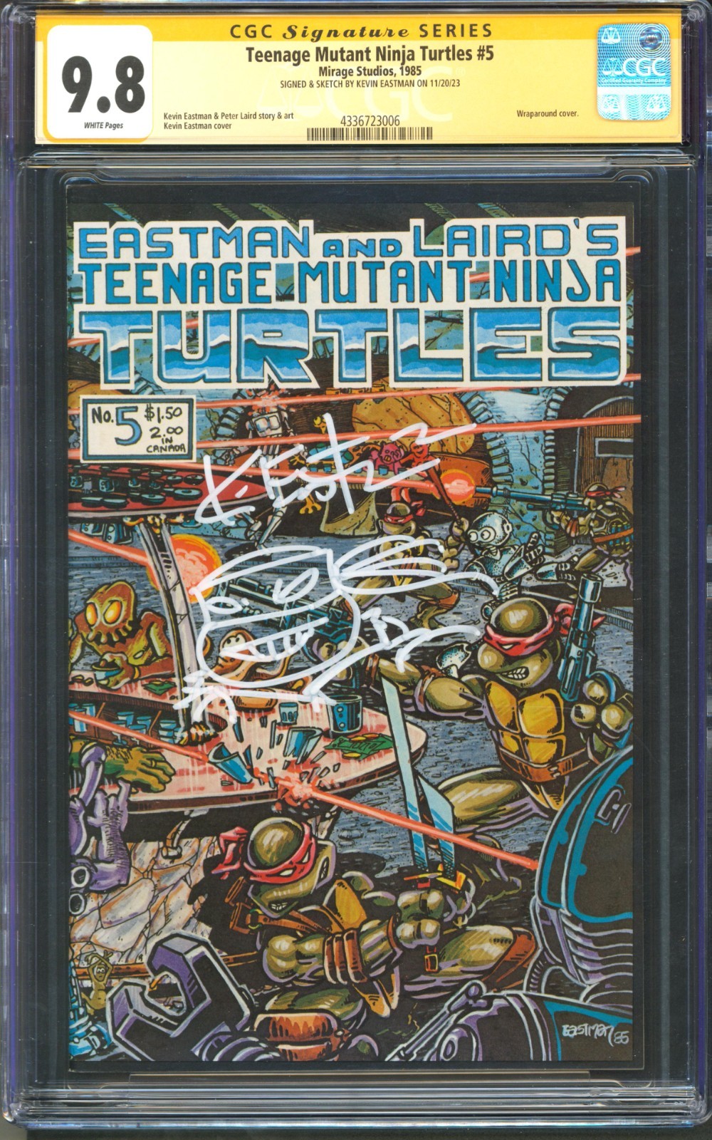 Teenage Mutant Ninja Turtles #5 CGC 9.8 Mirage 1985 1st Print Signed & Sketched